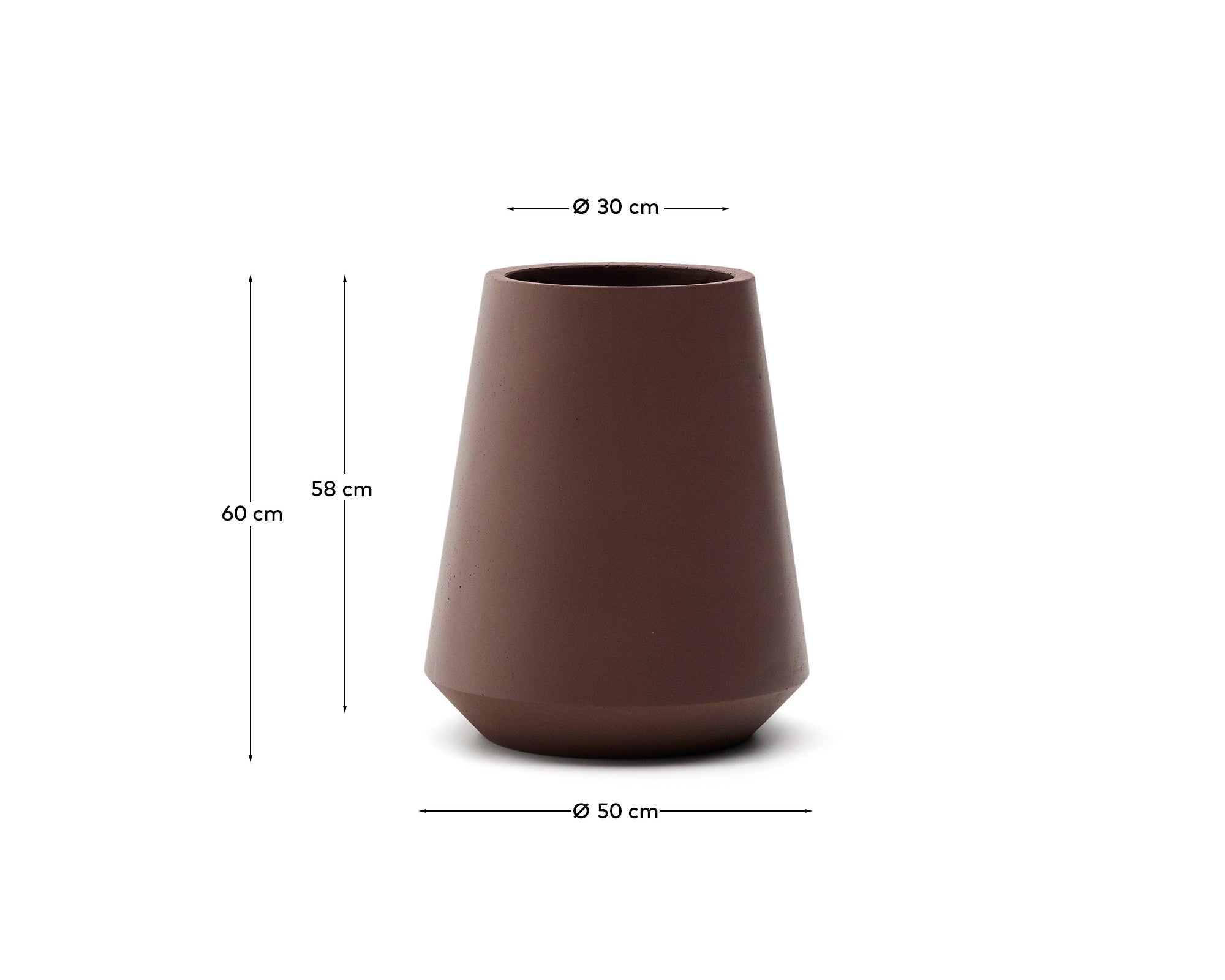 Calun maroon cement planter Ø 50cm - Measurements