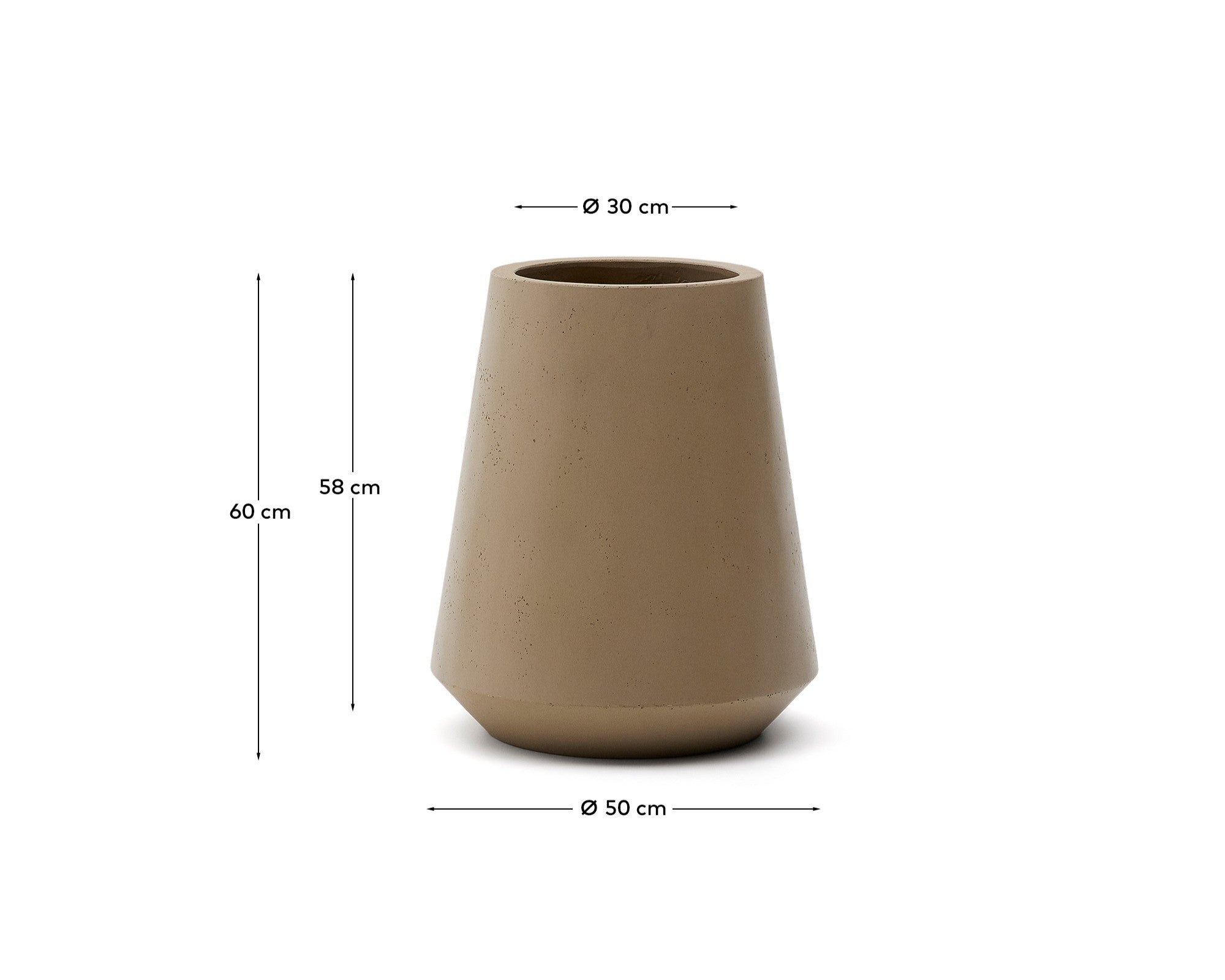 Calun beige cement planter Ø 50cm - Measurements