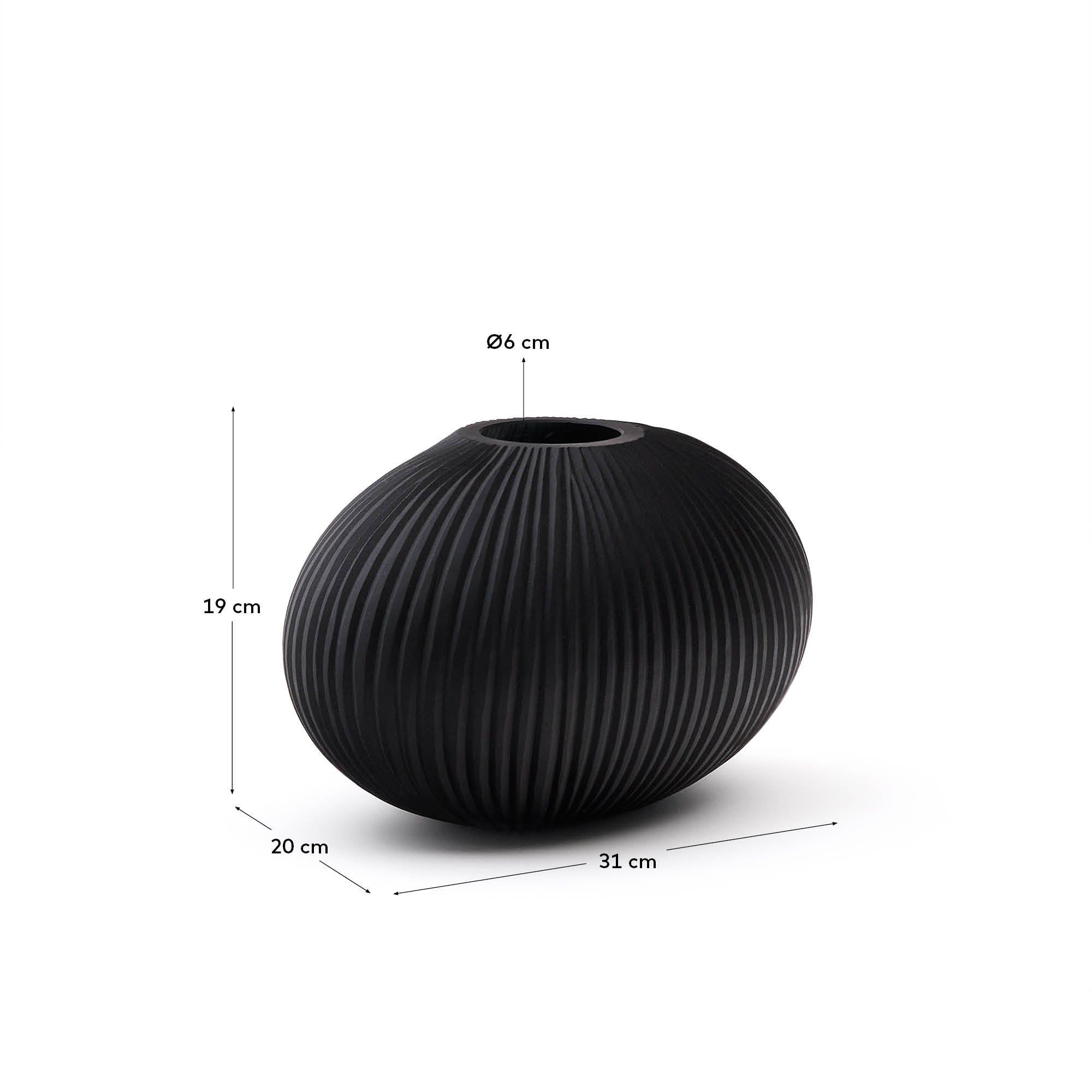 Nivra dark grey glass vase 19cm - Measurements