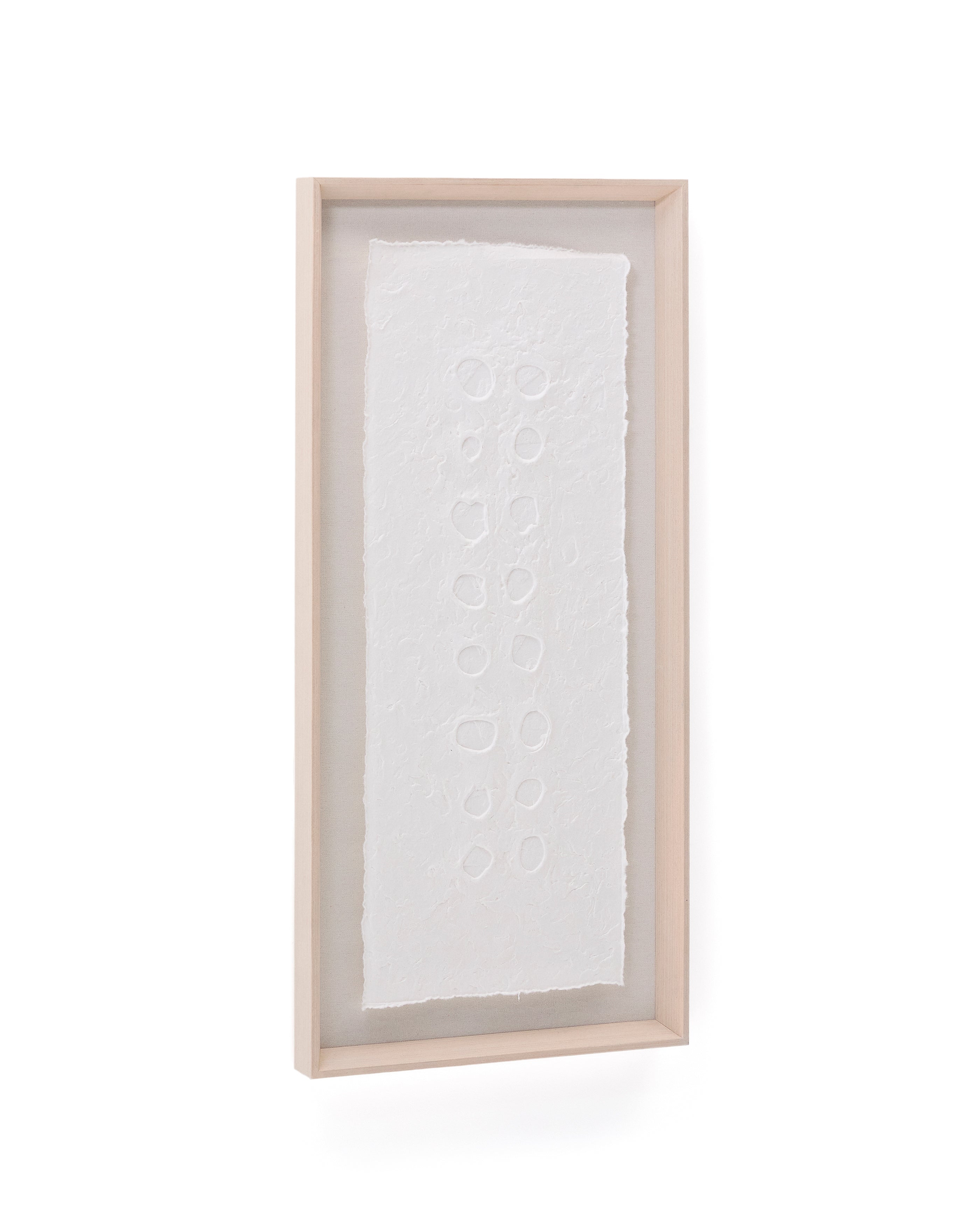Olvin abstract picture on white recycled paper with hand-crafted reliefs 44 x 94 cm - Product Image