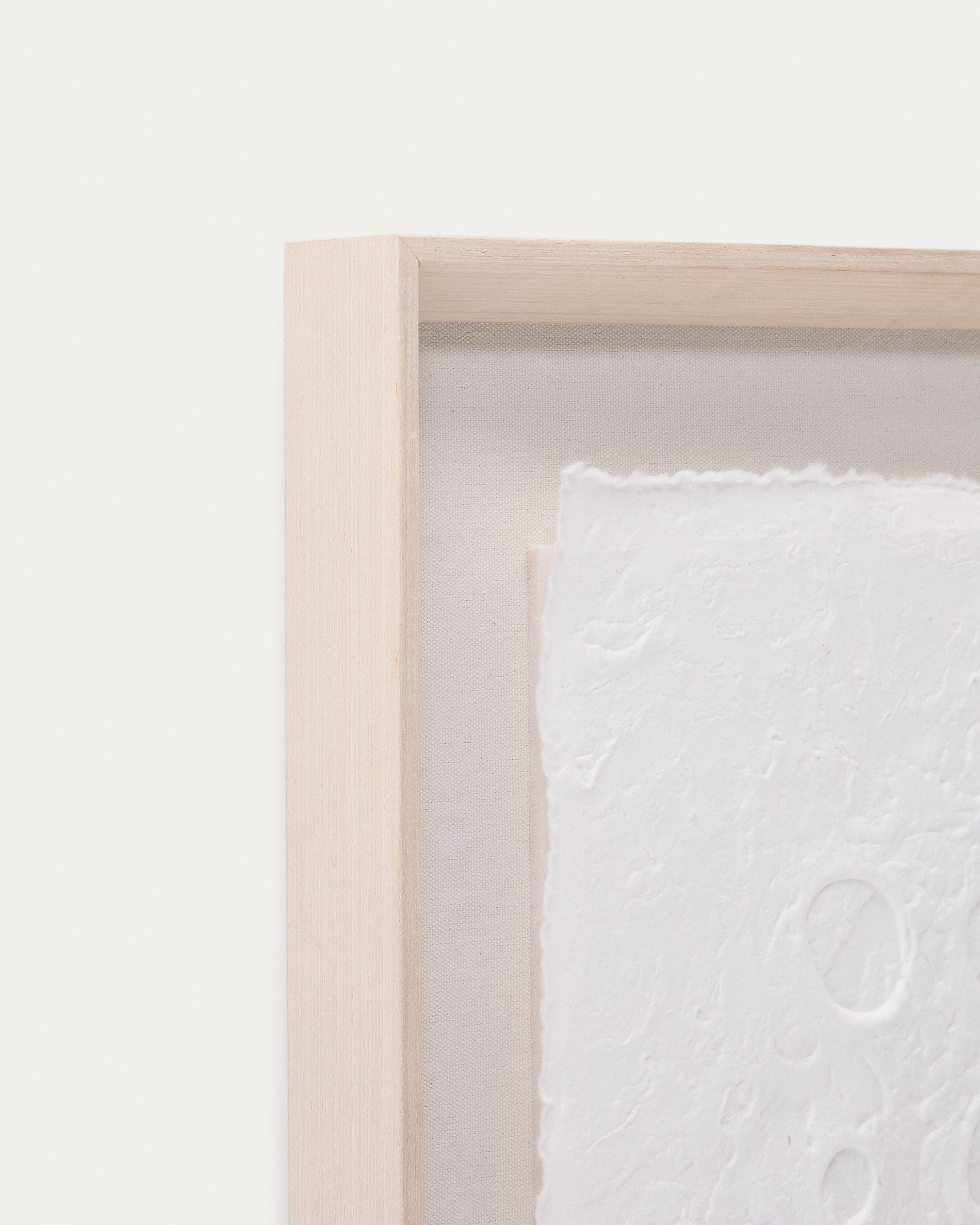 Olvin abstract picture on white recycled paper with hand-crafted reliefs 44 x 94 cm - Detail