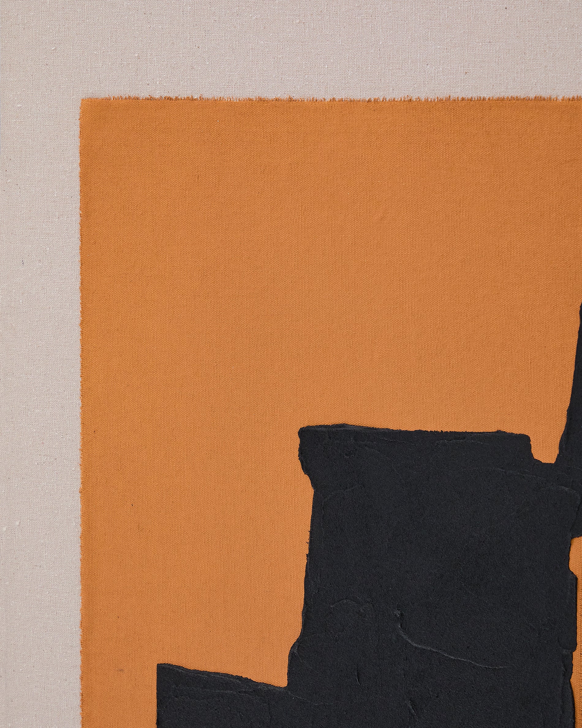 Zernu hand-painted orange and black in linen abstract picture 42 x 65cm - Detail