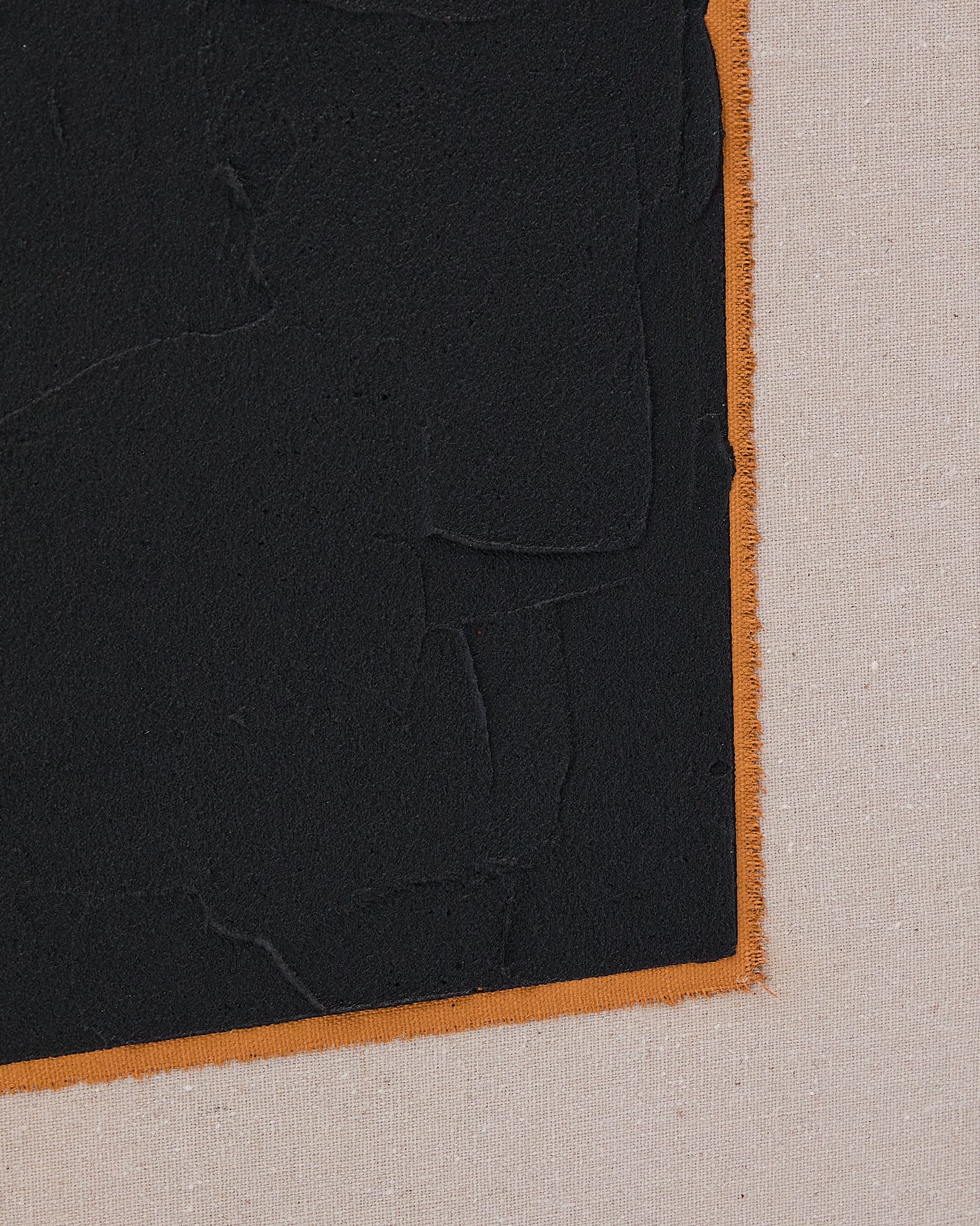 Zernu hand-painted orange and black in linen abstract picture 42 x 65cm - Detail
