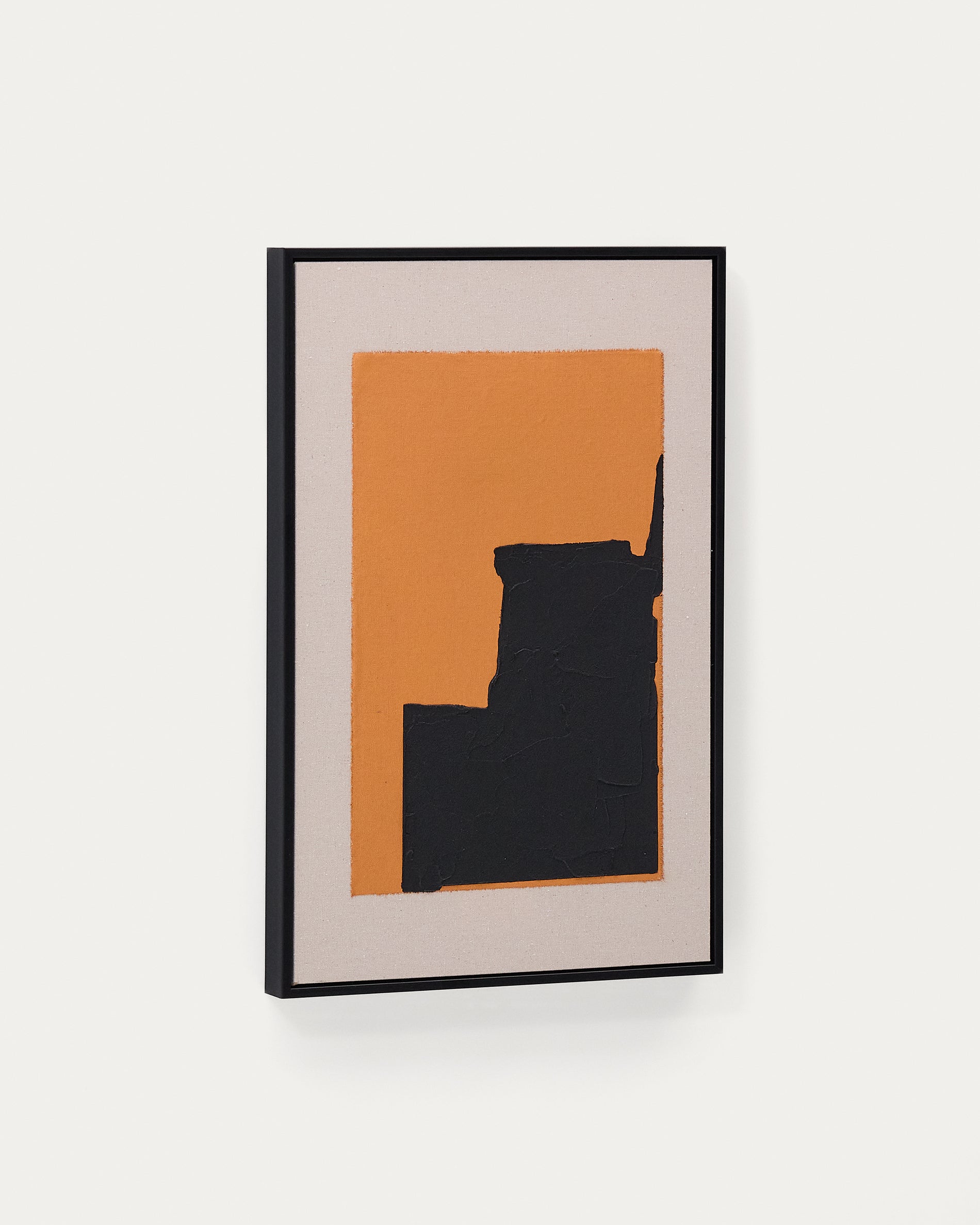 Zernu hand-painted orange and black in linen abstract picture 42 x 65cm - Product View