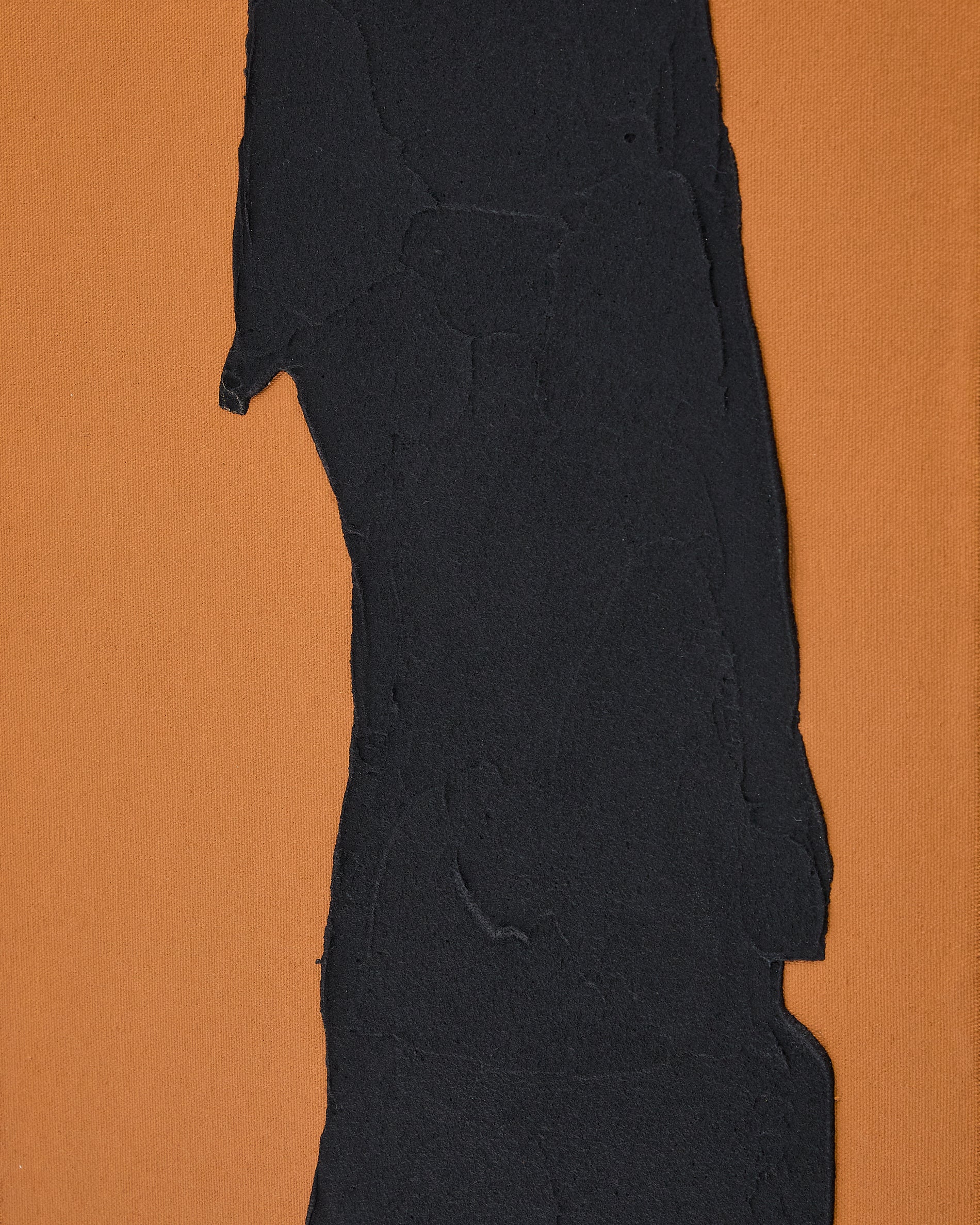 Zernu hand-painted orange and black with linen abstract picture 42 x 65cm - Detail
