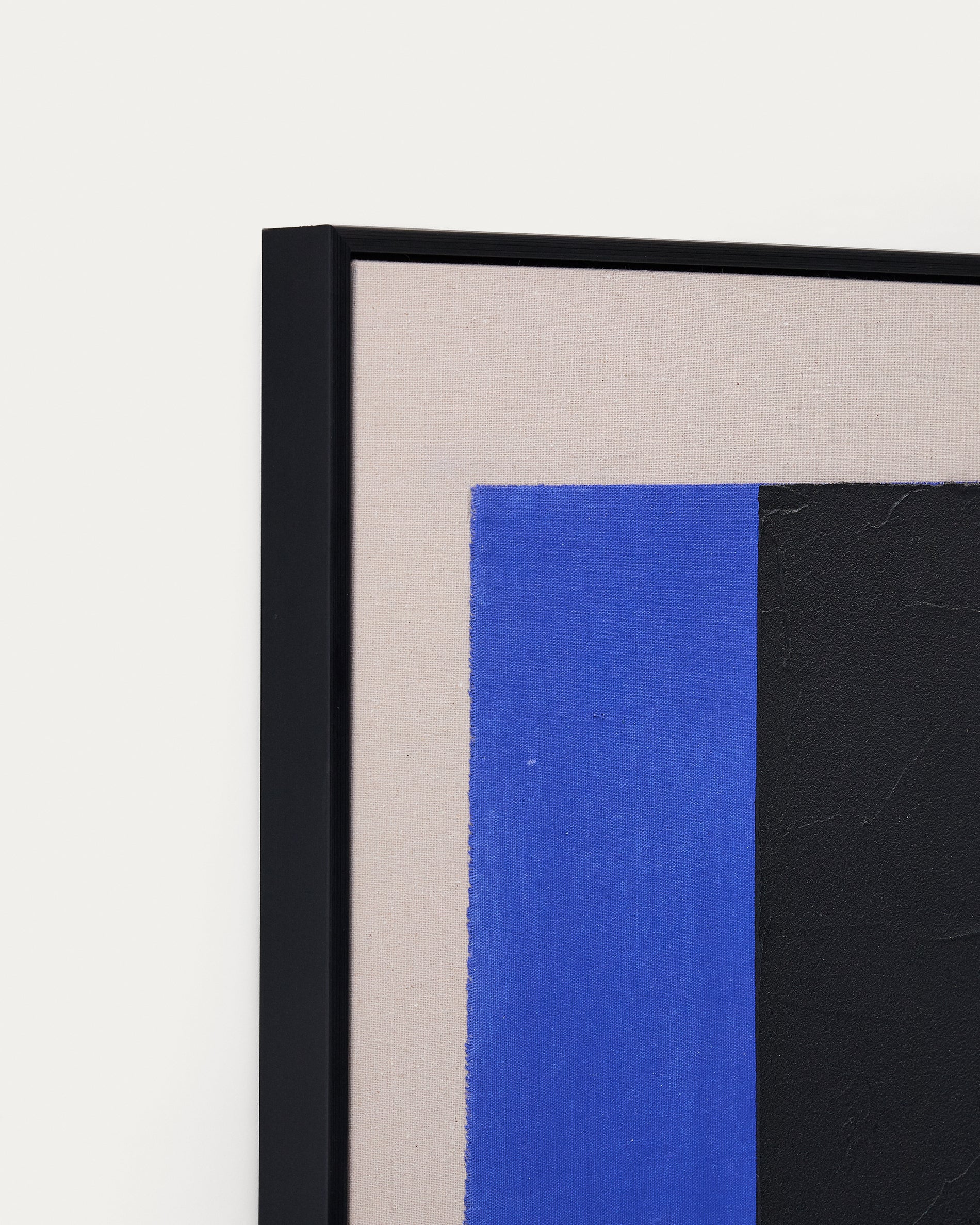 Zernu hand-painted blue and black vertical line abstract picture 42 x 65cm - Detail