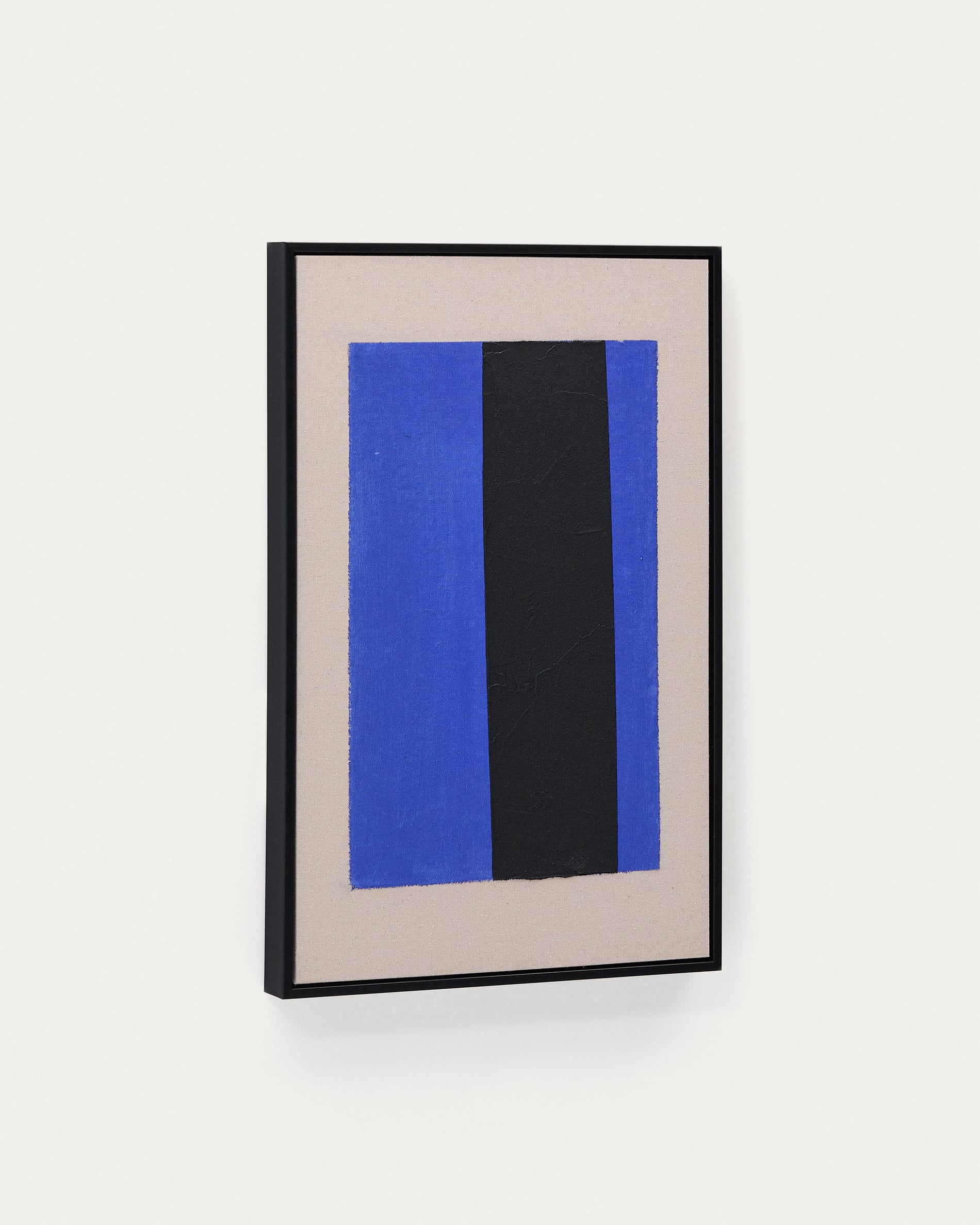 Zernu hand-painted blue and black vertical line abstract picture 42 x 65cm - Product View