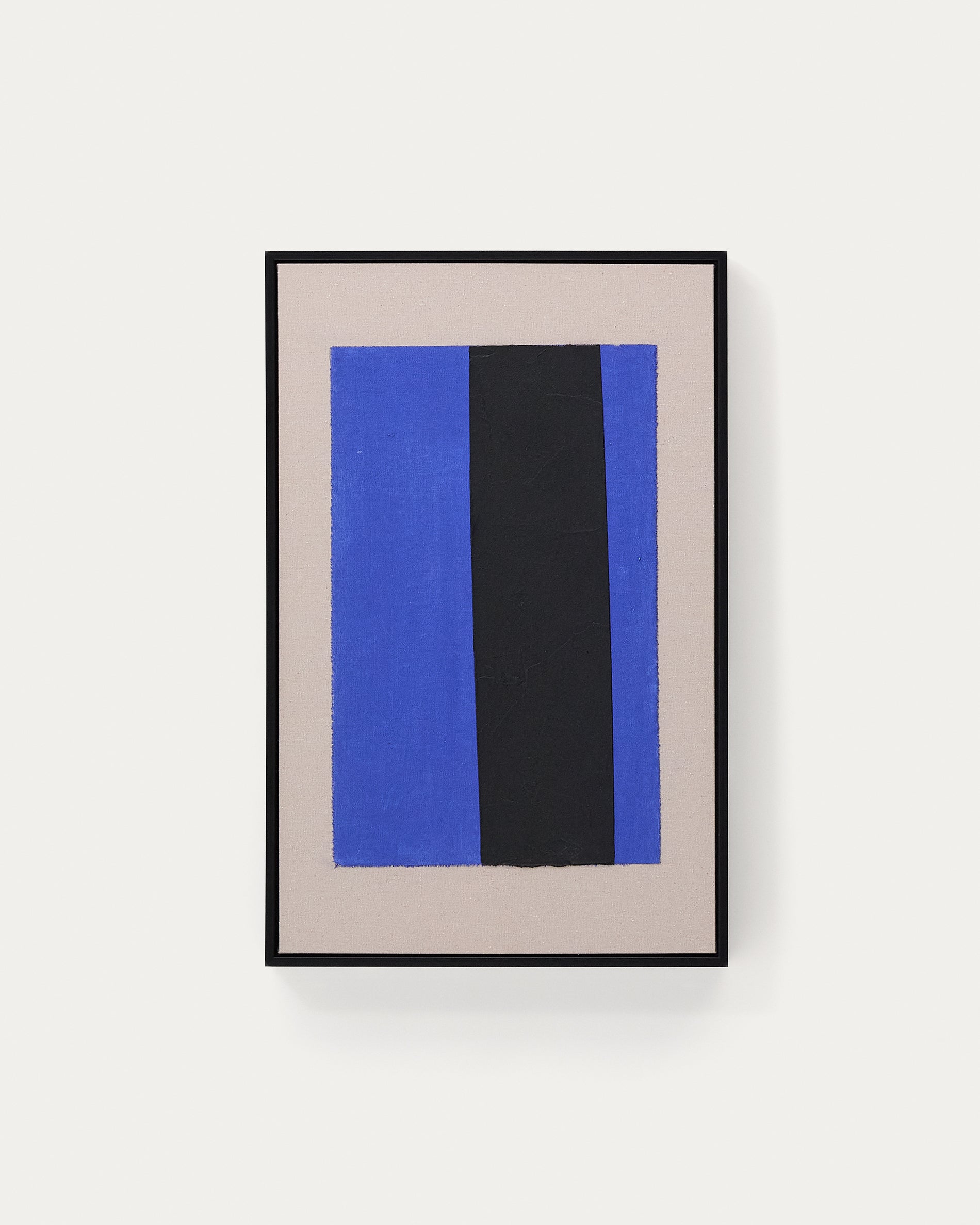 Zernu hand-painted blue and black vertical line abstract picture 42 x 65cm - Product View