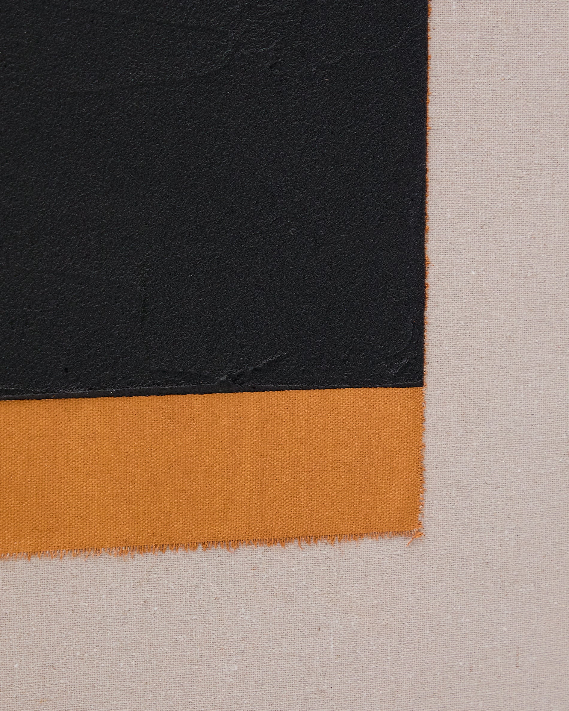 Zernu hand-painted orange and black linen abstract picture 42 x 65cm - Detail