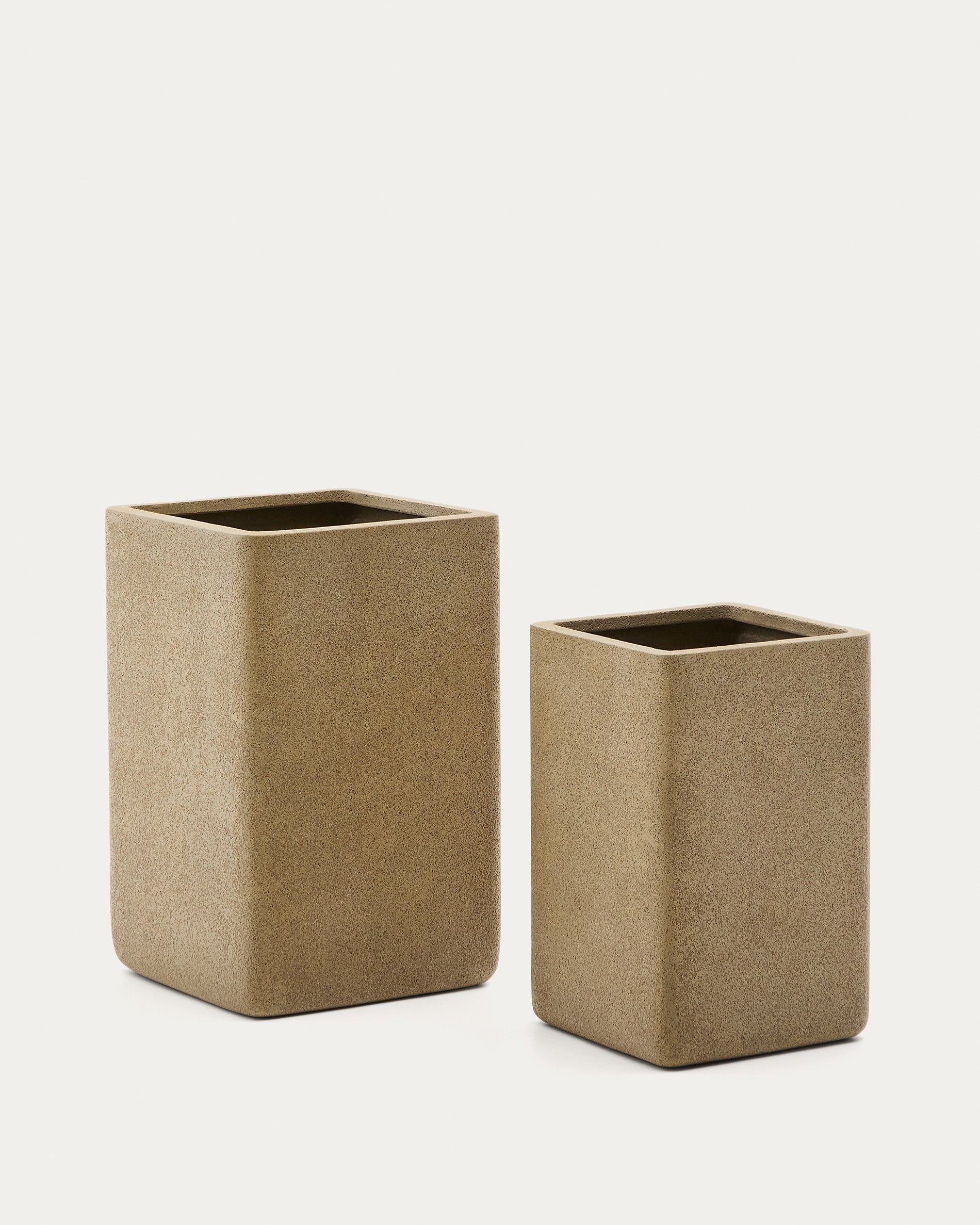 2 darabos Minoa magas virágtartó szett mustár színű kőhatással 44 x 44 cm