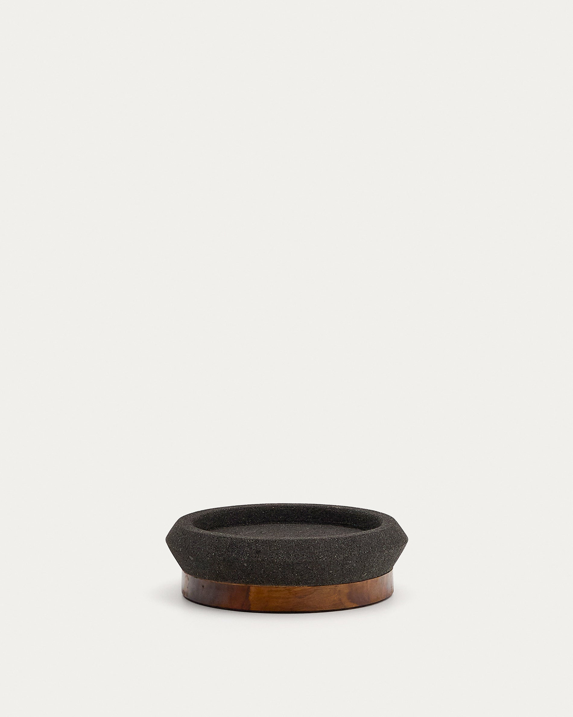 Naro centrepiece in black stone and teak wood Ø30cm - Product View