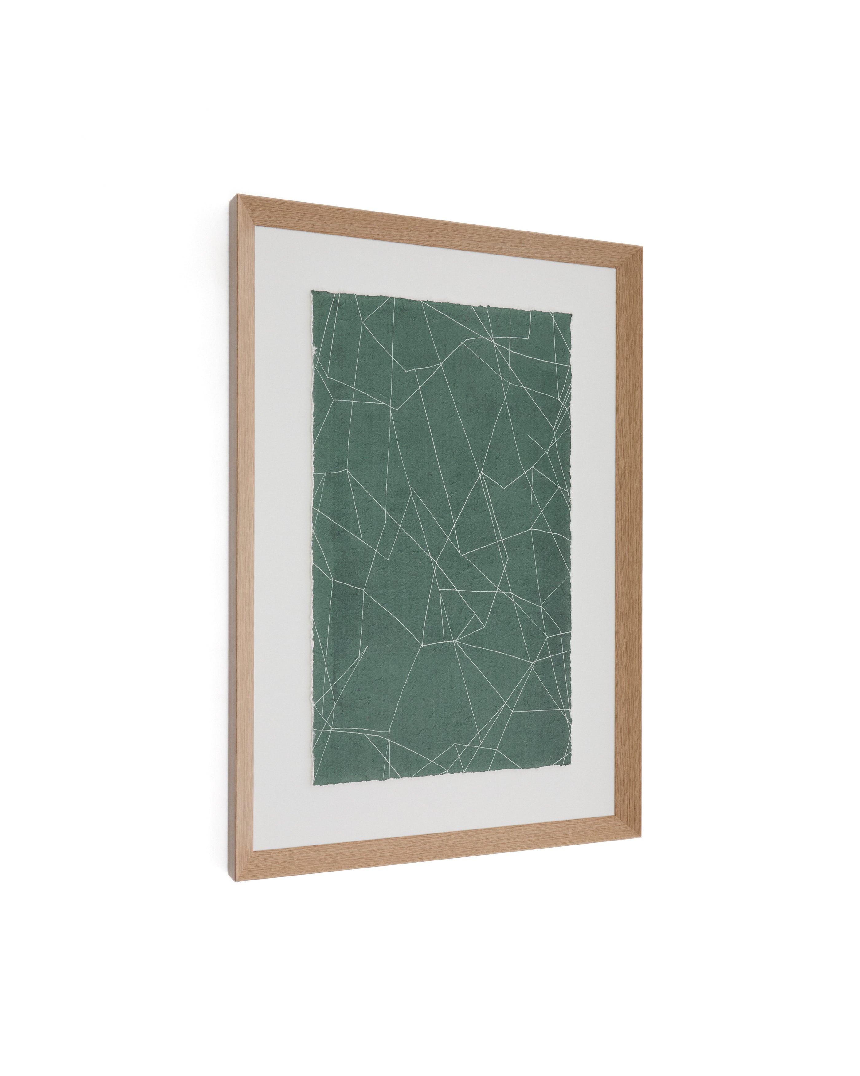 Durkan absztrakt kép zöld újrahasznosított papíron 100 x 70cm
