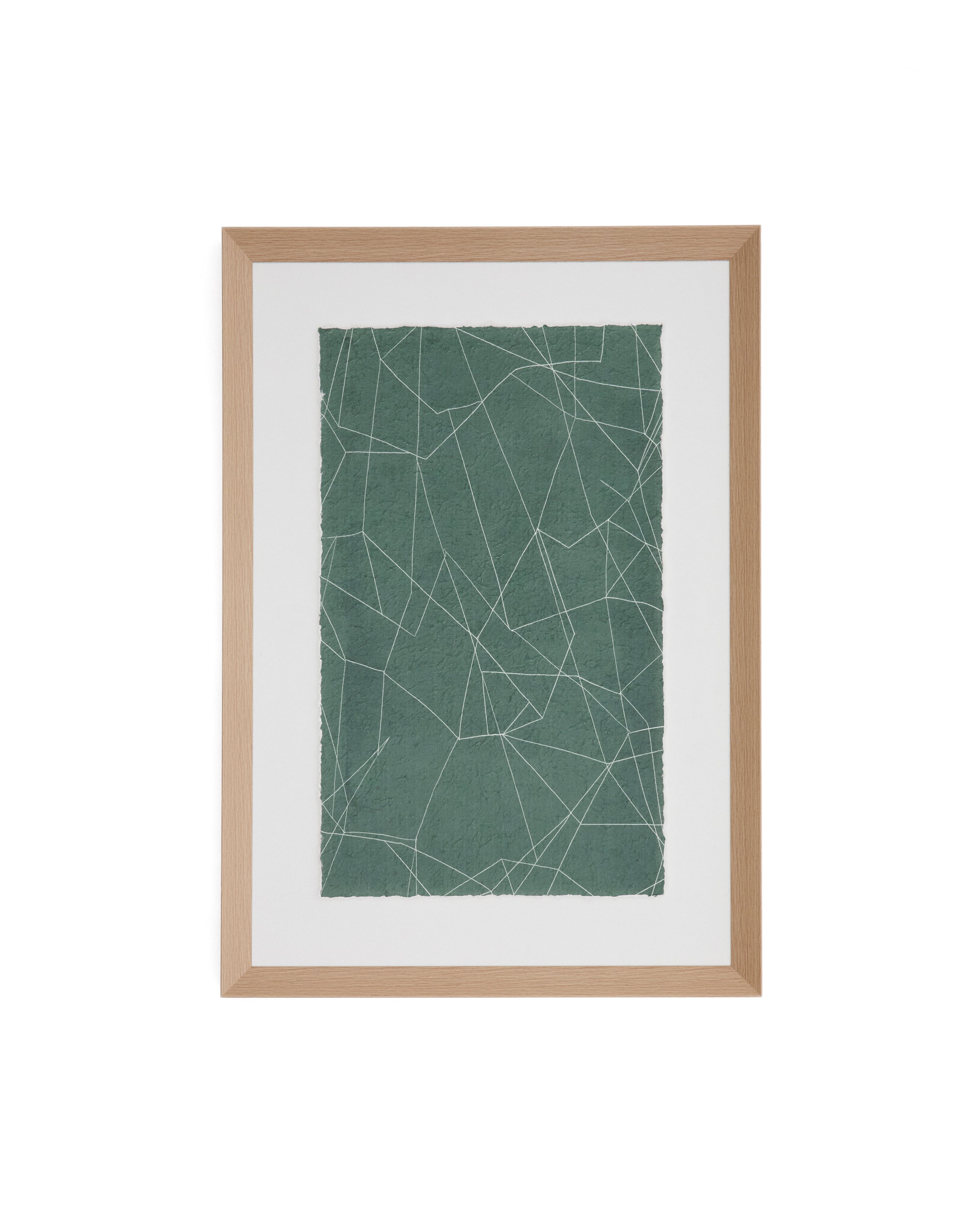 Durkan absztrakt kép zöld újrahasznosított papíron 100 x 70cm