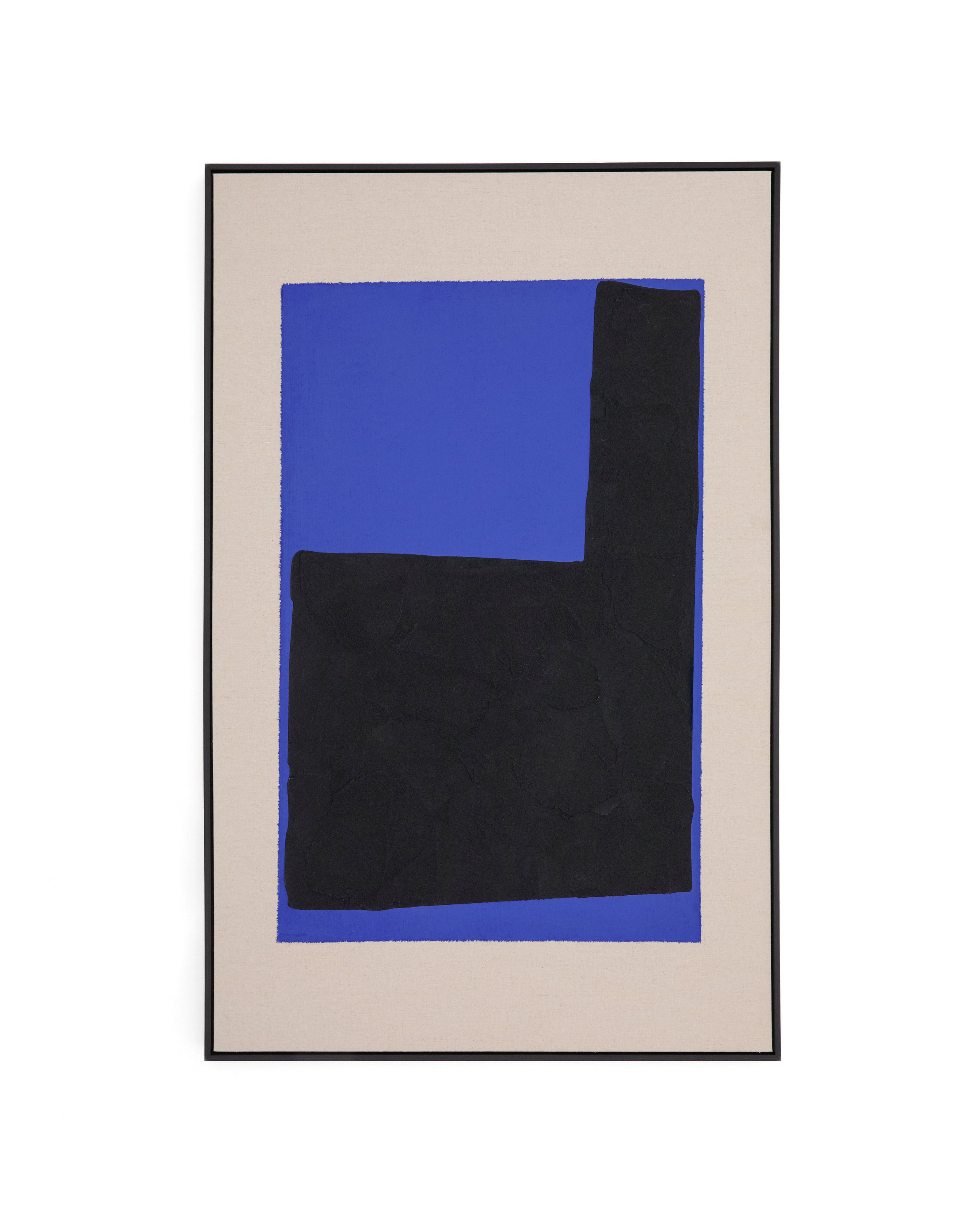 Zernu hand-painted blue and black linen abstract picture 120 x 77cm - Product Image