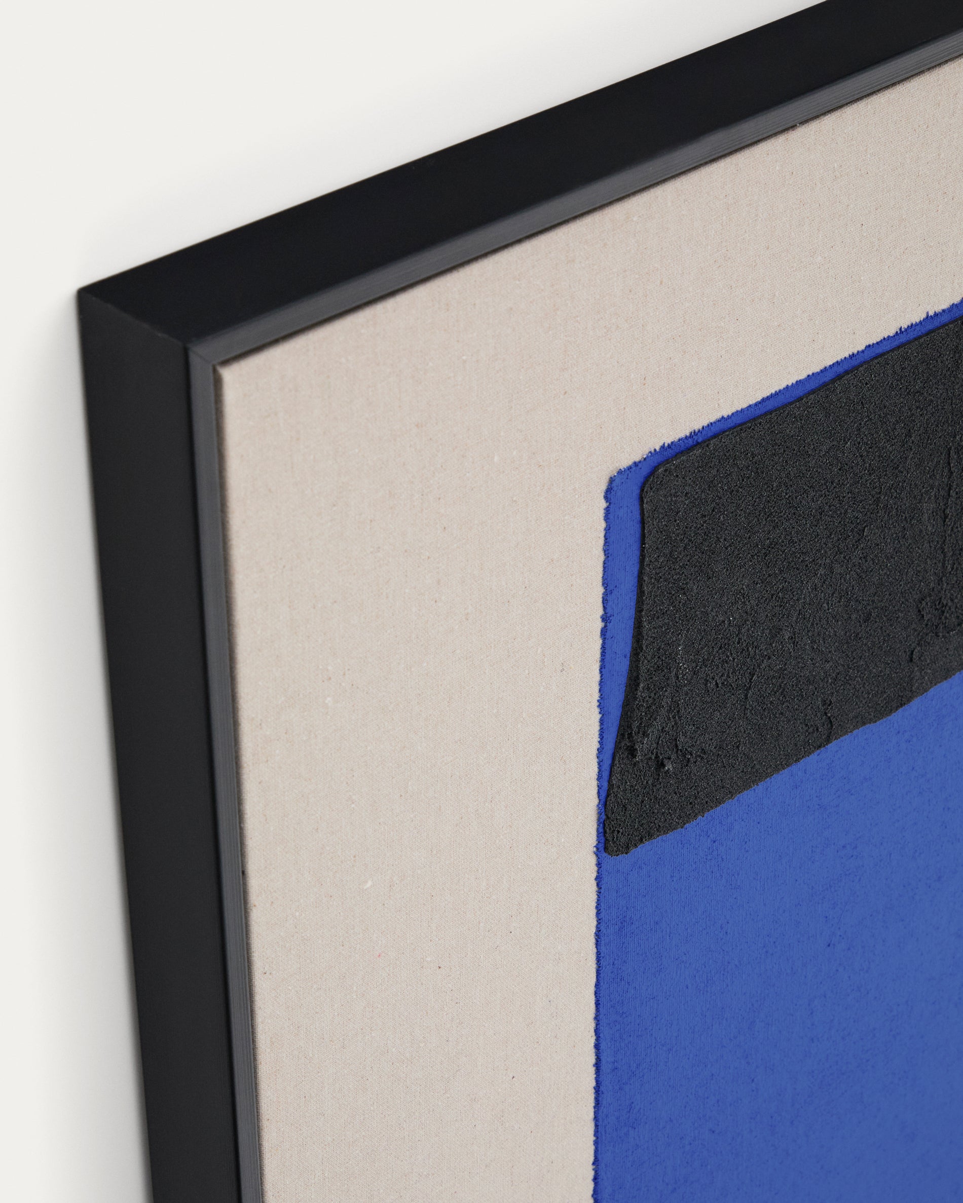 Zernu hand-painted blue and black linen abstract picture 120 x 77cm - Detail