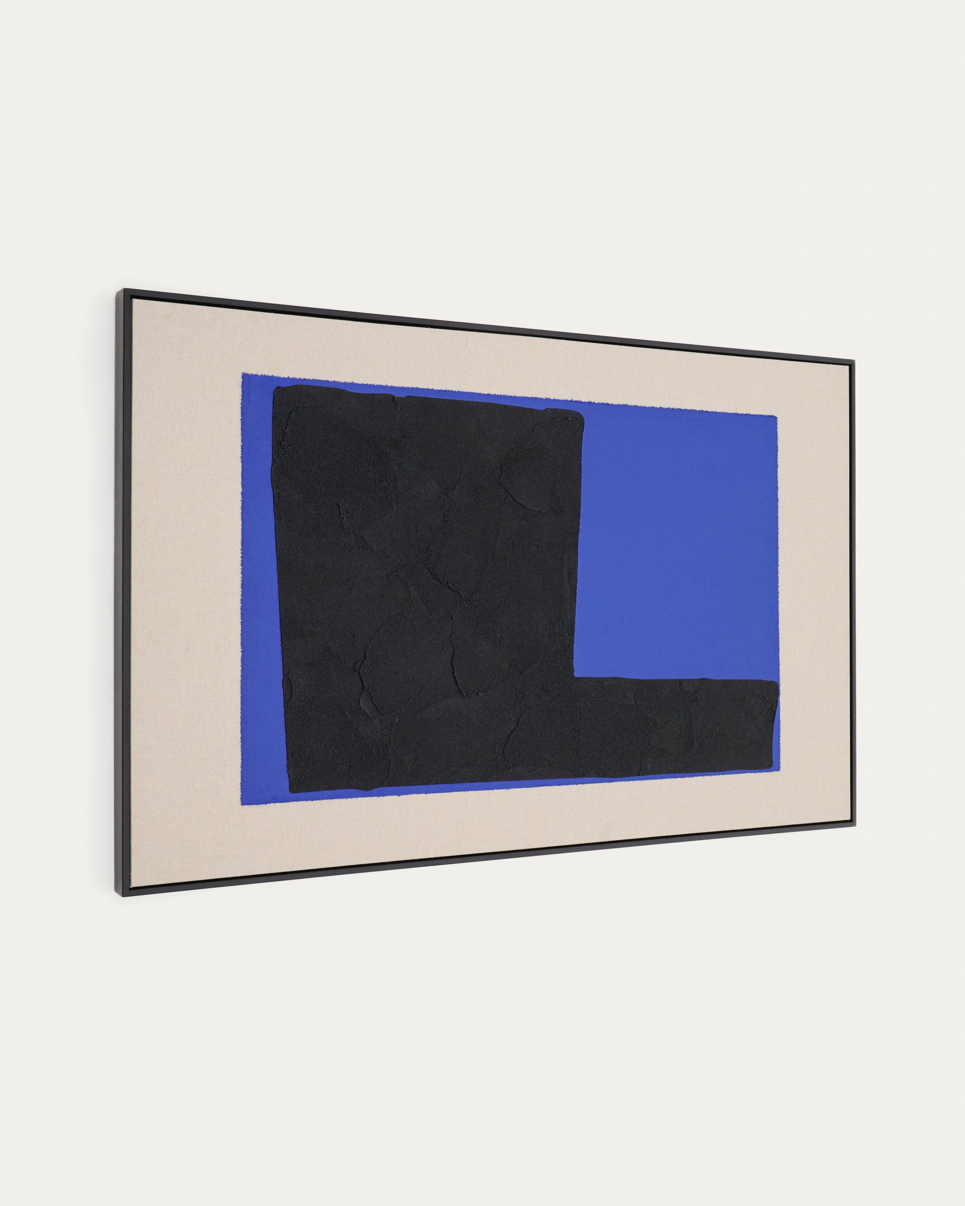 Zernu hand-painted blue and black linen abstract picture 120 x 77cm - Product View