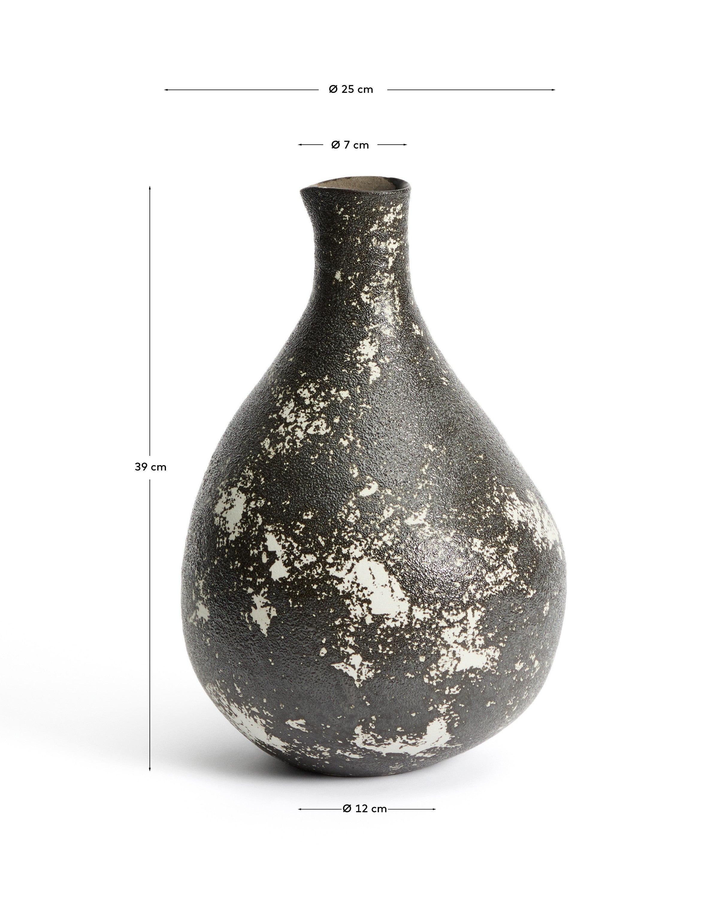 Orelin ceramic vase in black and white 39 cm - Measurements