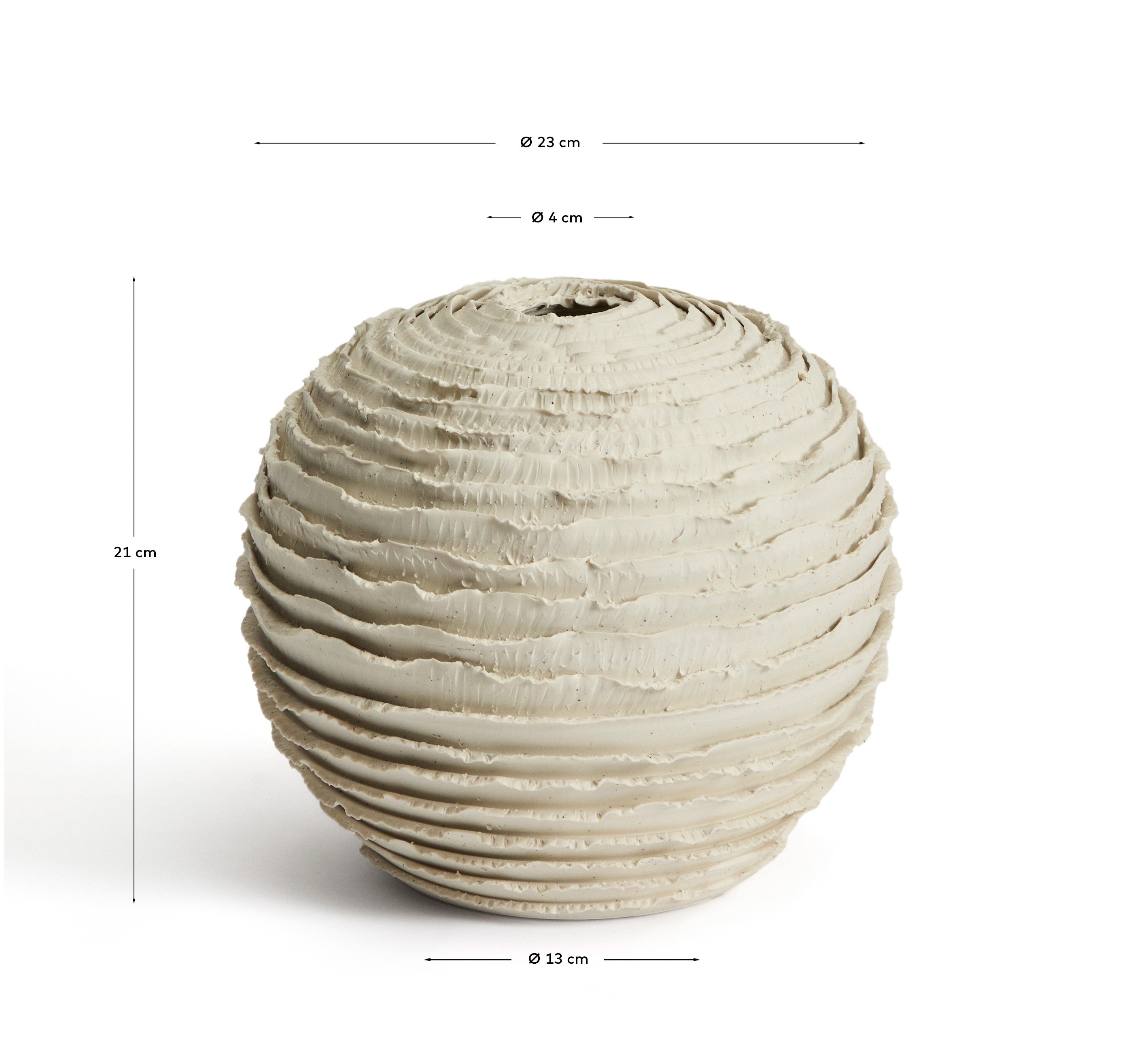 Evania vase in beige ceramic 21 cm - Measurements