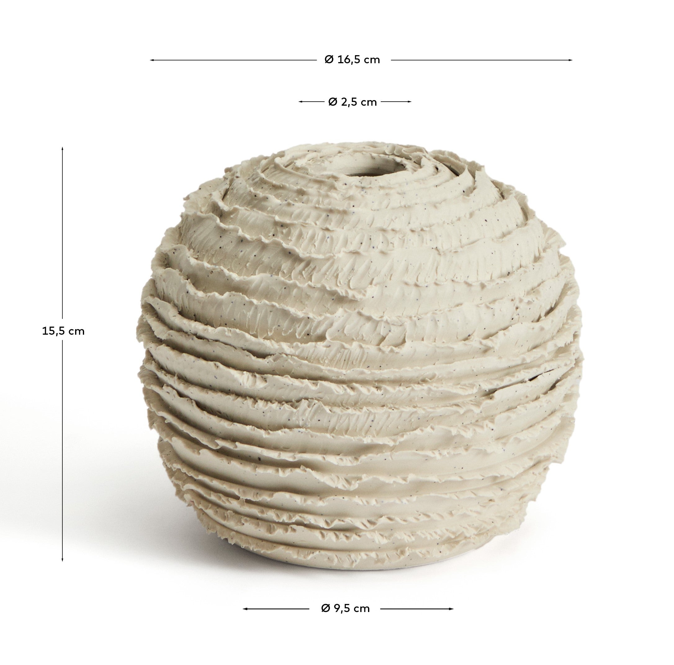 Evania vase in beige ceramic 15,5 cm - Measurements