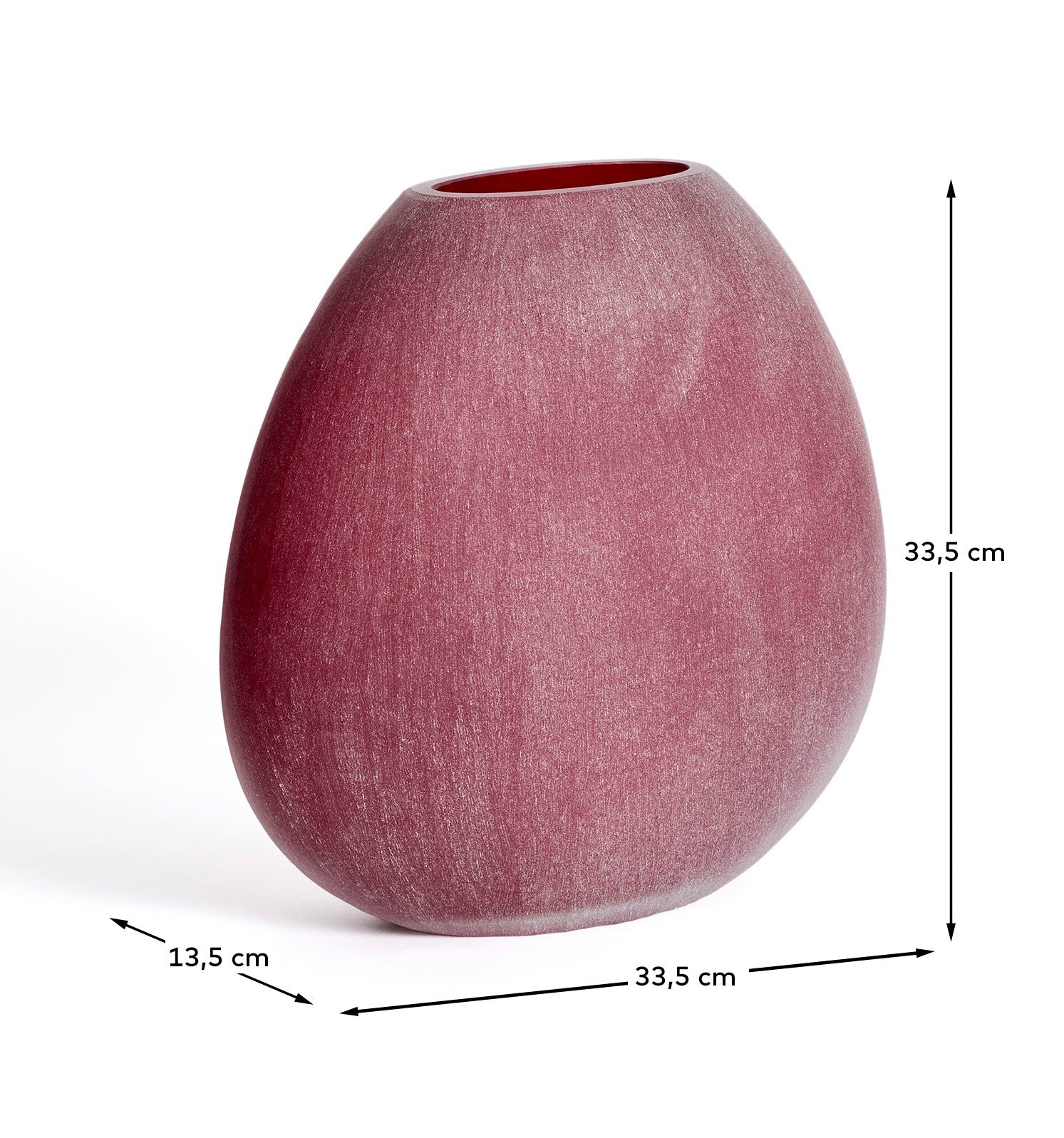 Rovena burgundy glass vase 33.5 cm - Measurements
