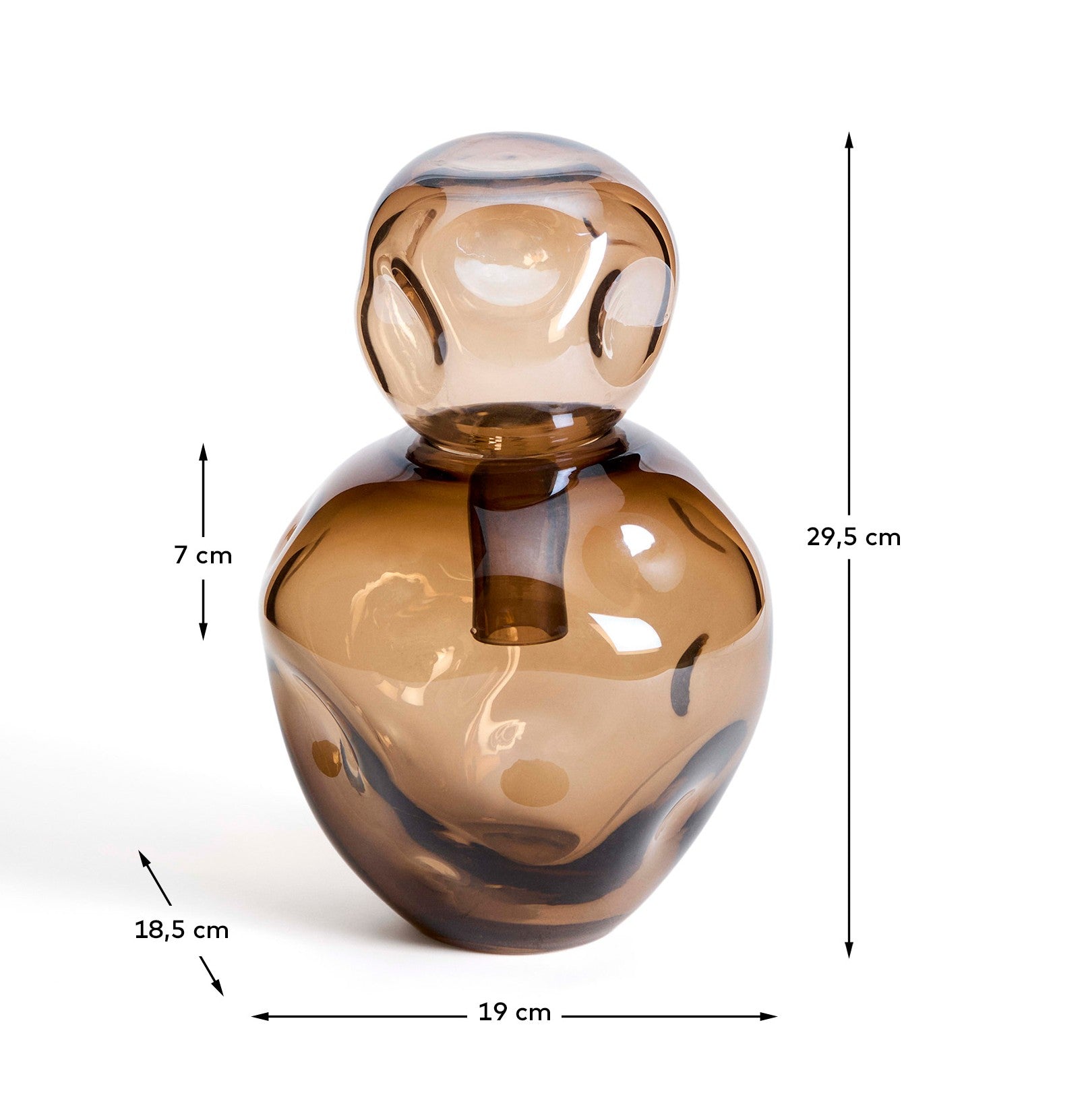 Olivet brown glass vase 30 cm - Measurements