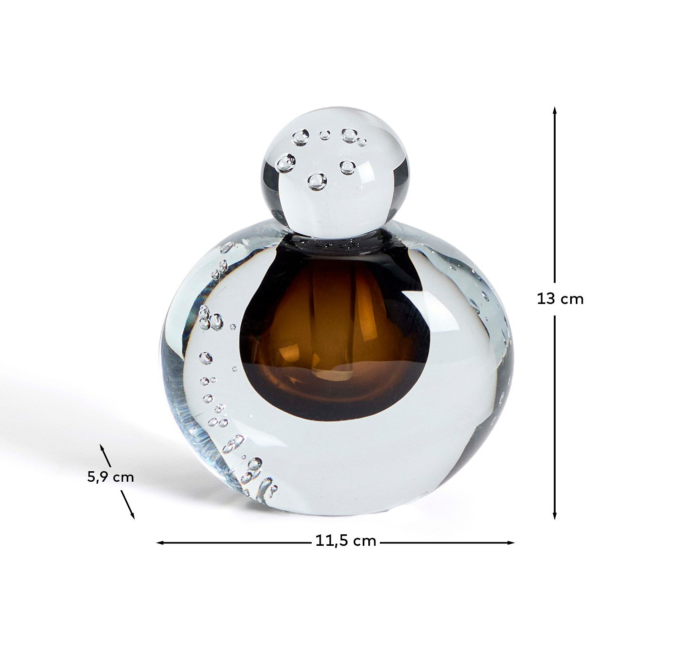Lunivo brown glass vase 13 cm - Measurements