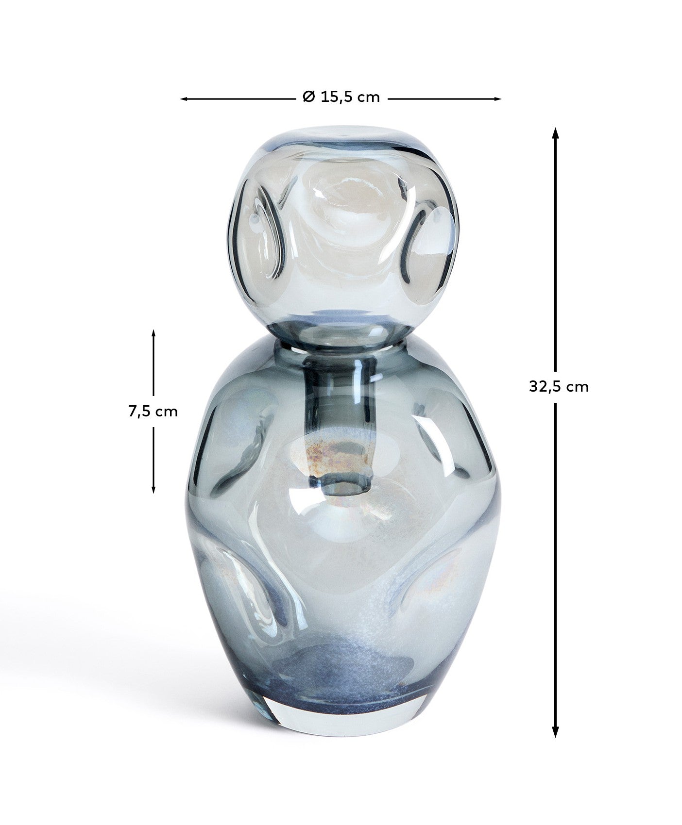 Olivet blue glass vase 32.5 cm - Measurements