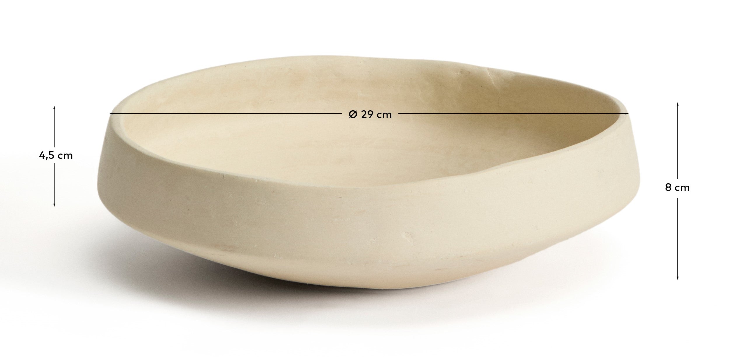 Mireni papier-mâché centrepiece beige Ø 29 cm - Measurements