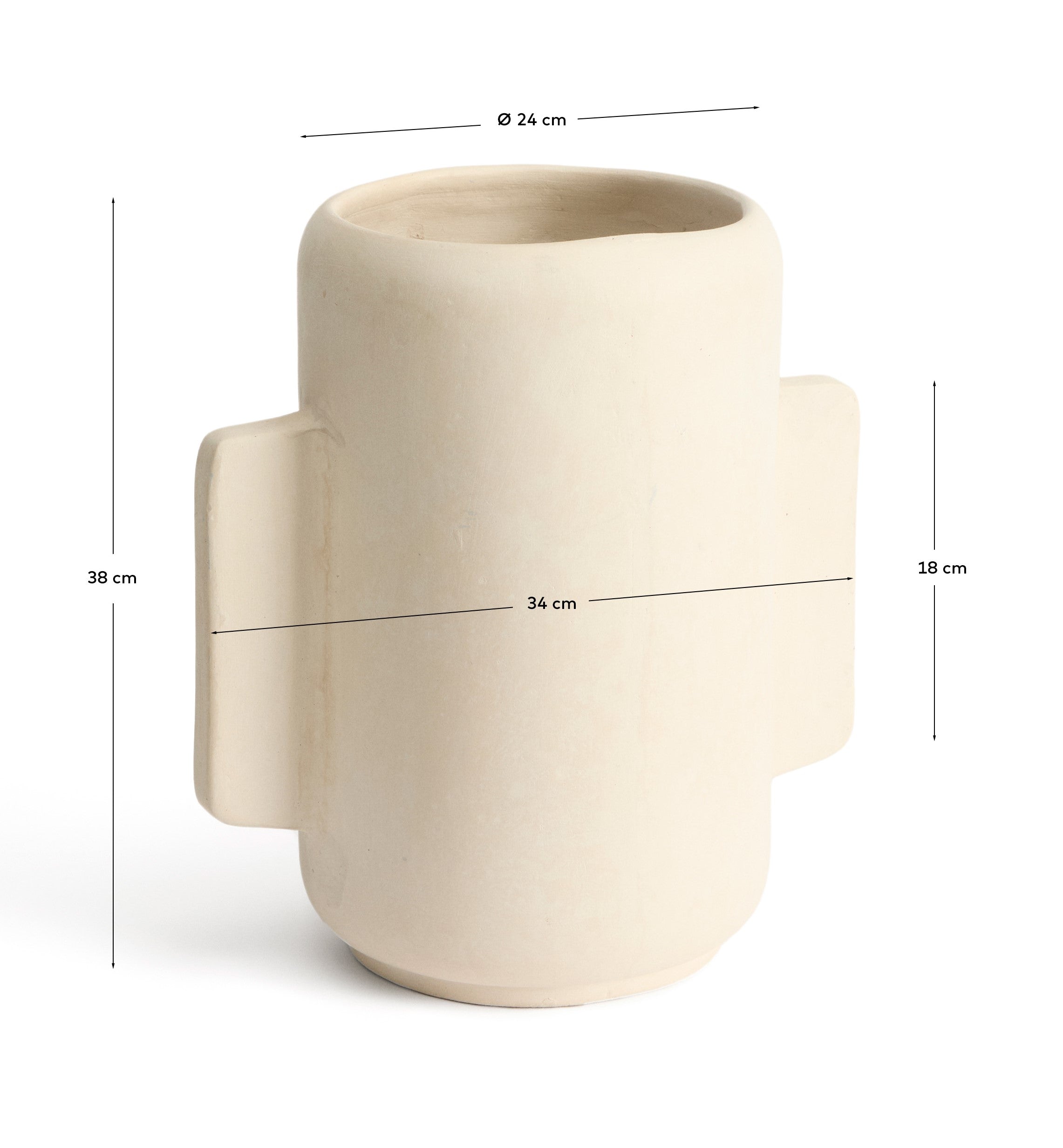 Mireni papier-mâché vase beige 38 cm - Measurements