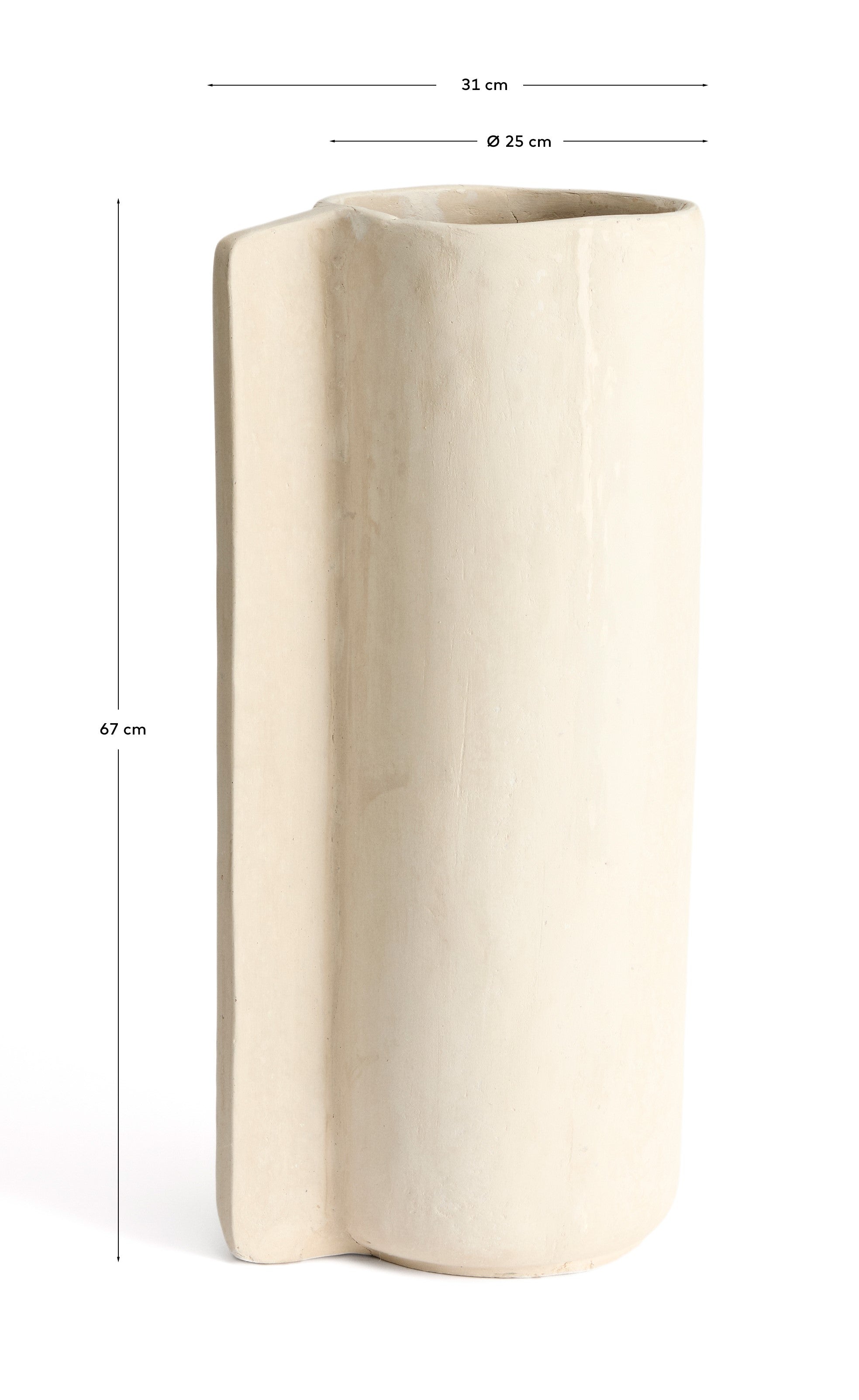 Mireni papier-mâché vase beige 67 cm - Measurements