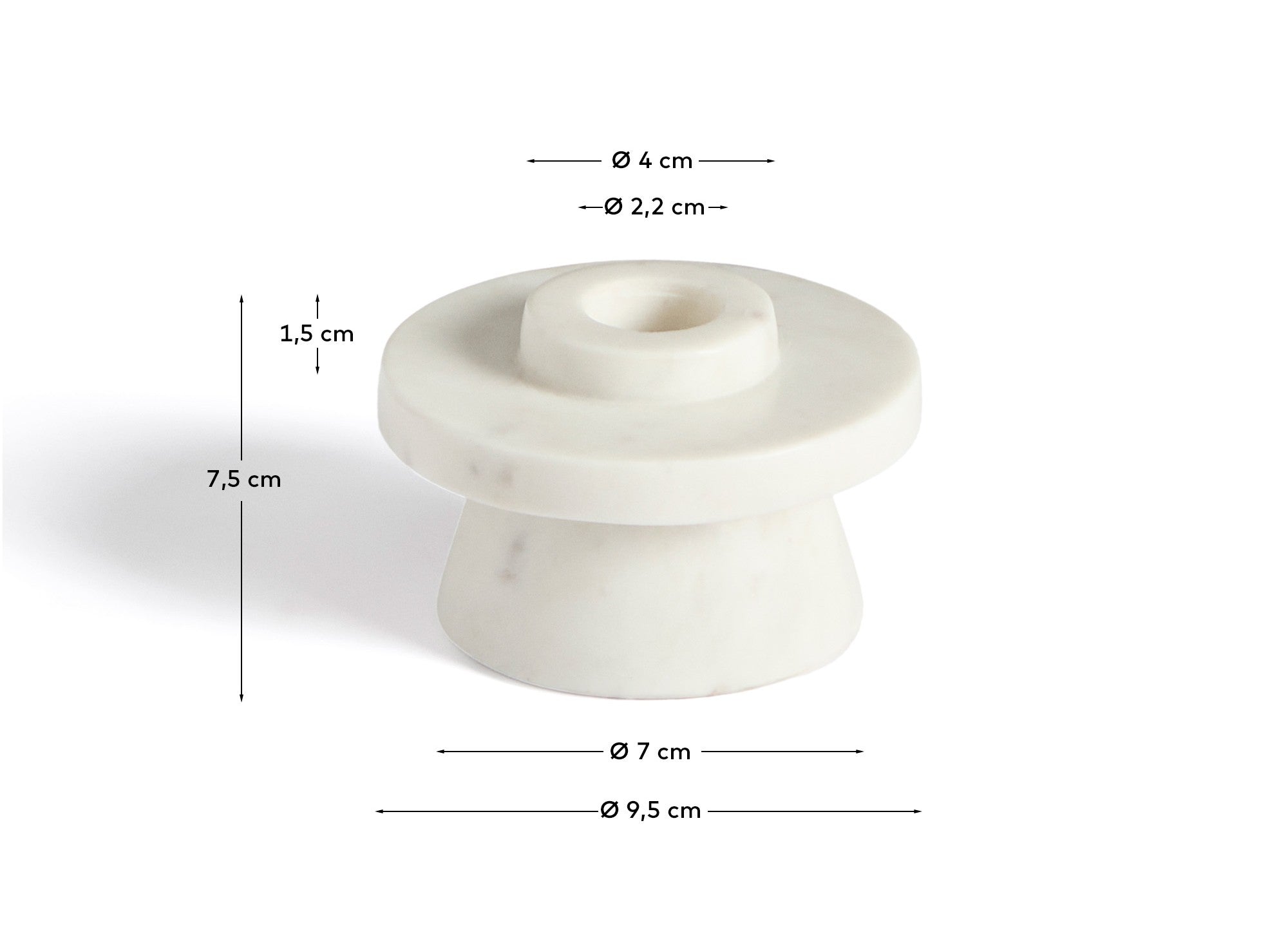 Zalvori white marble candle holder 8cm - Measurements