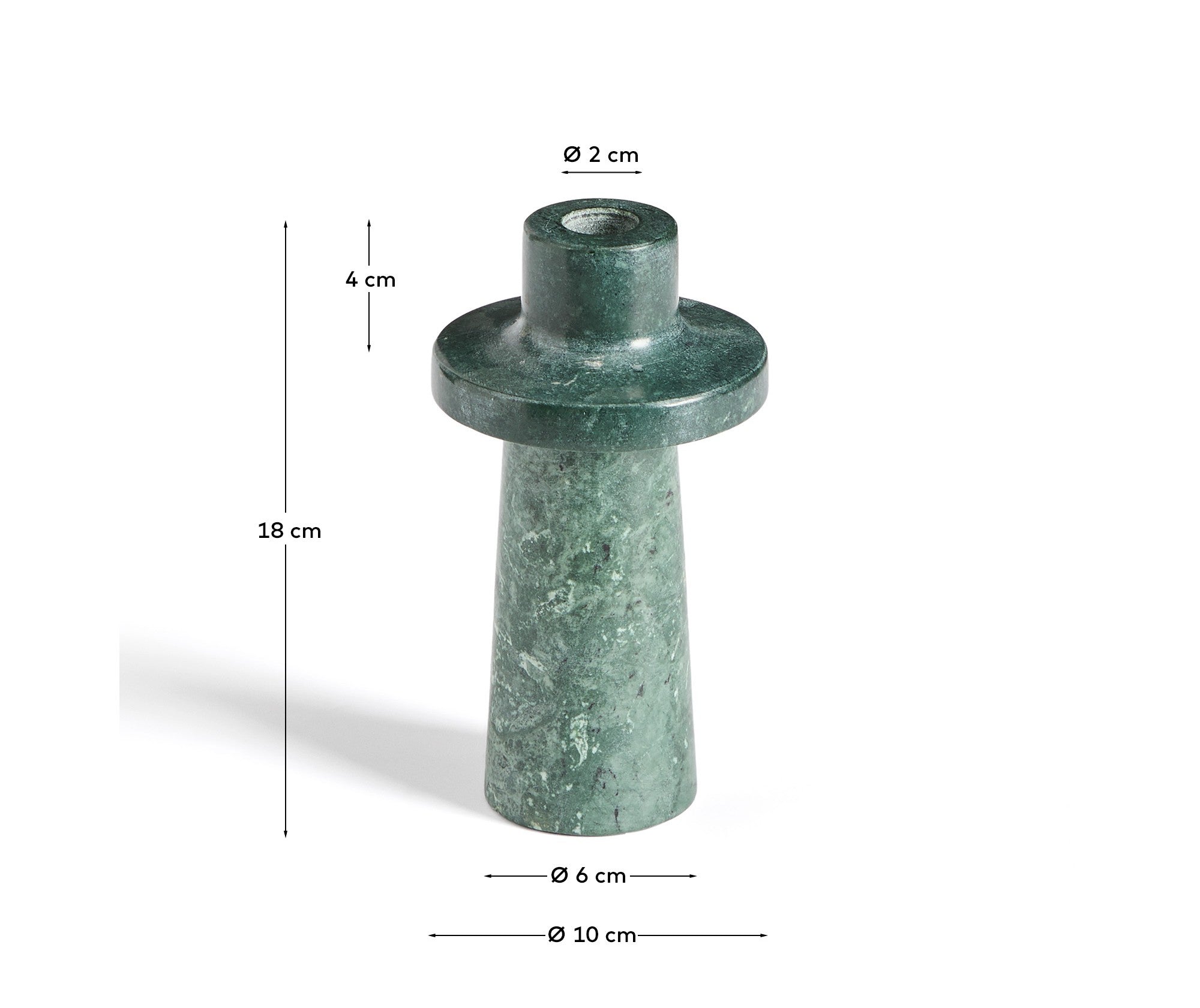 Zalvori green marble candle holder 18cm - Measurements