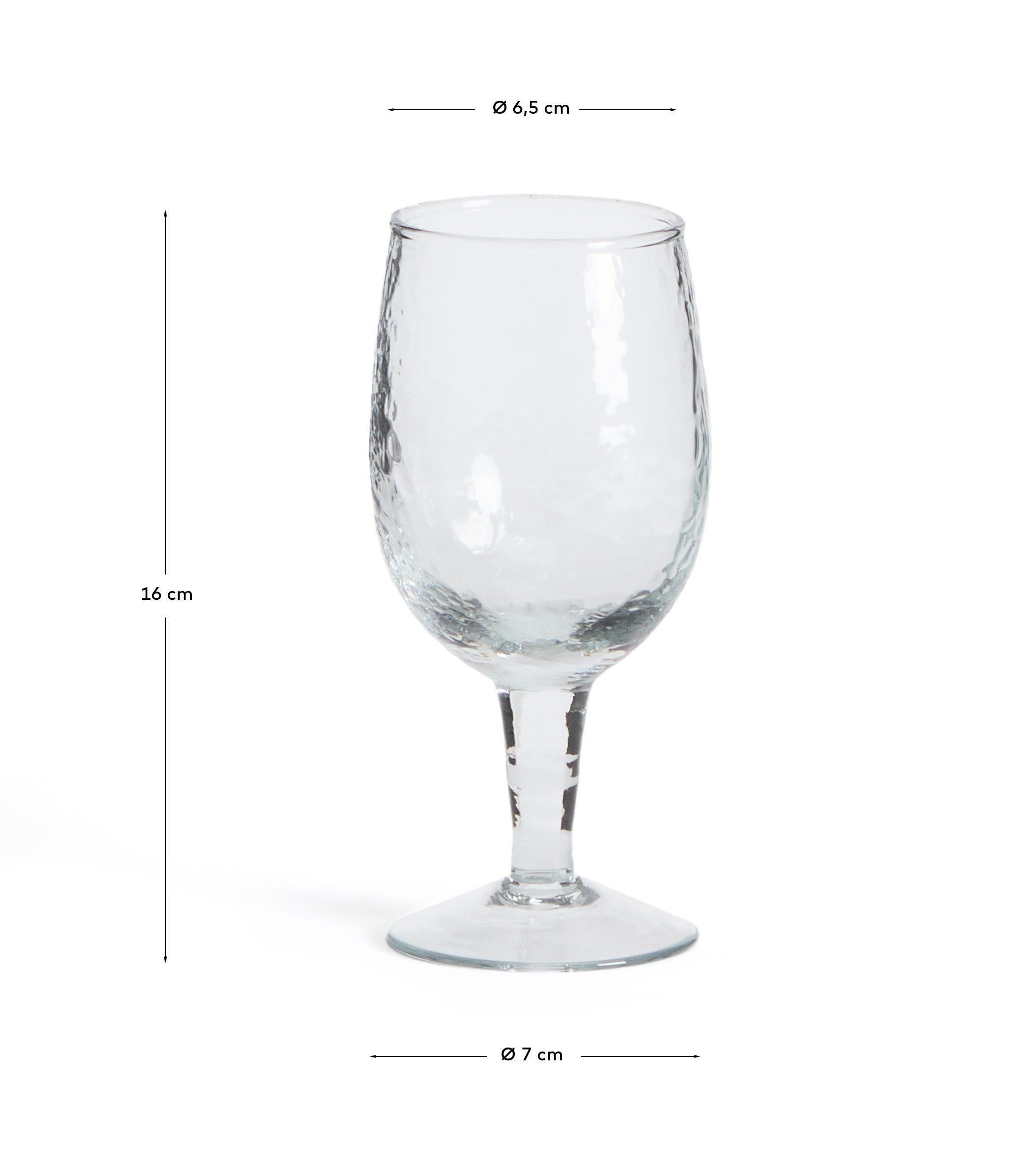 Sileia wine glass made of transparent recycled glass - Measurements