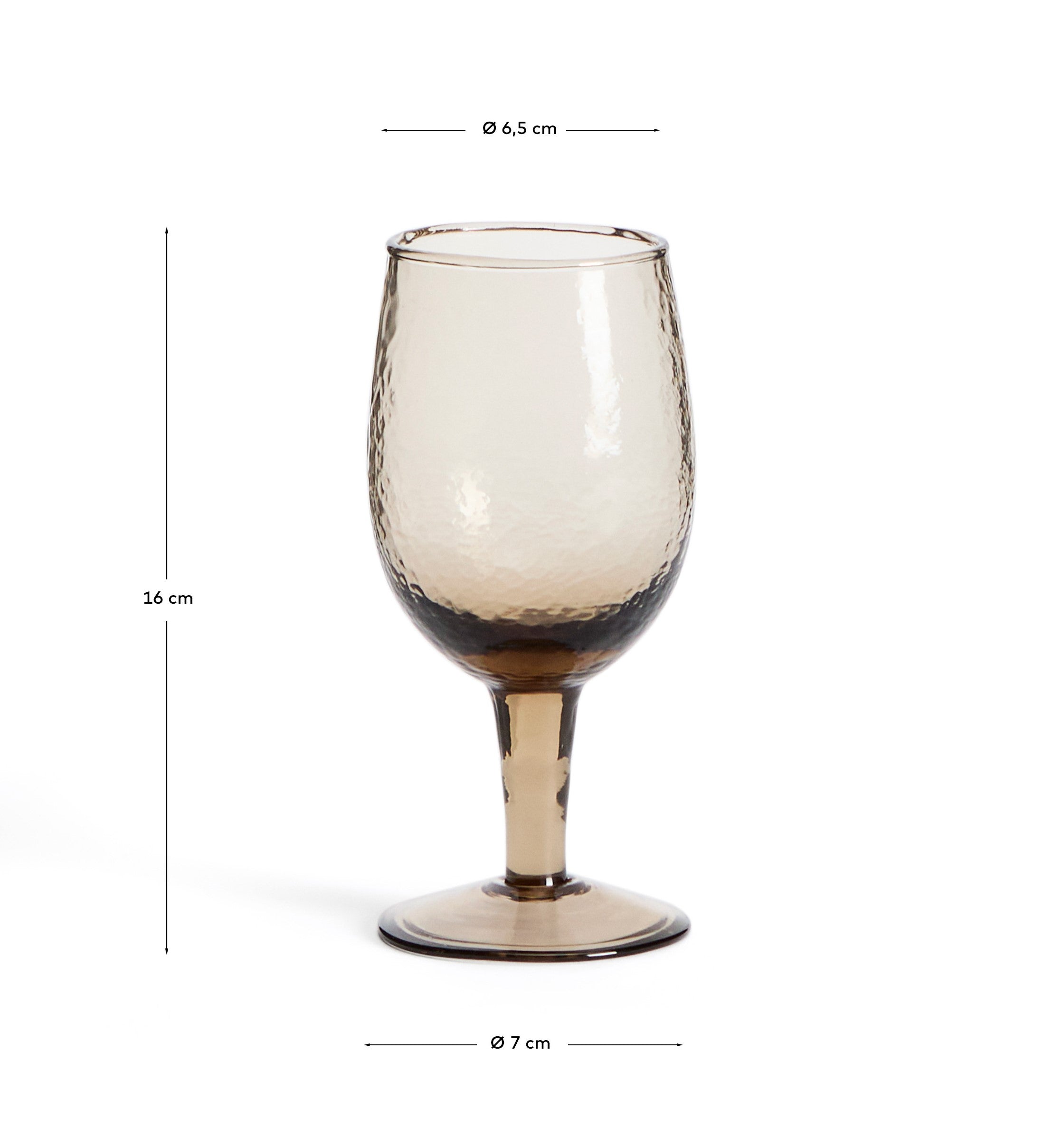 Sileia wine glass made of brown recycled glass - Measurements