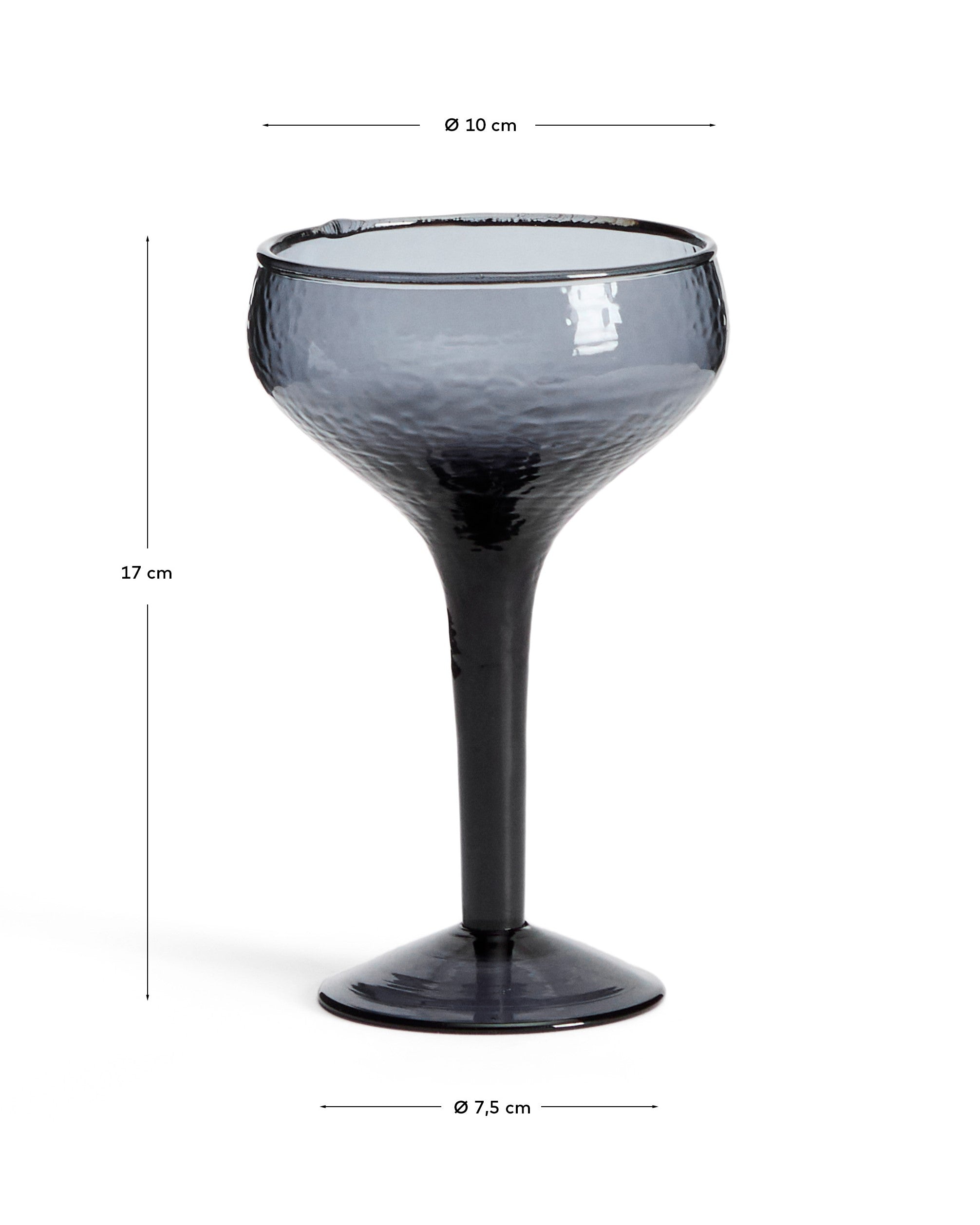 Sileia wine glass made of blue recycled glass - Measurements