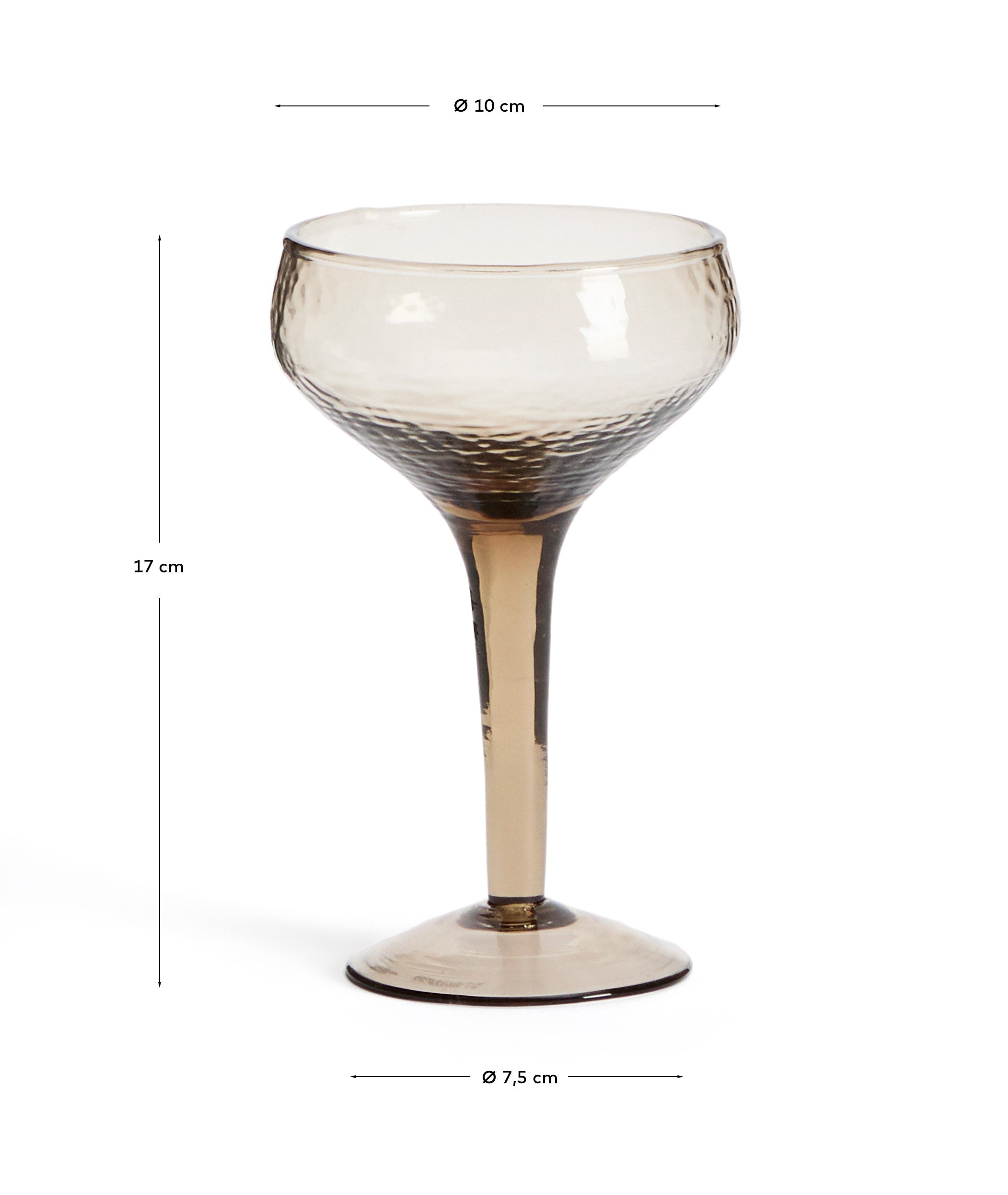 Sileia wine glass made of brown recycled glass - Measurements