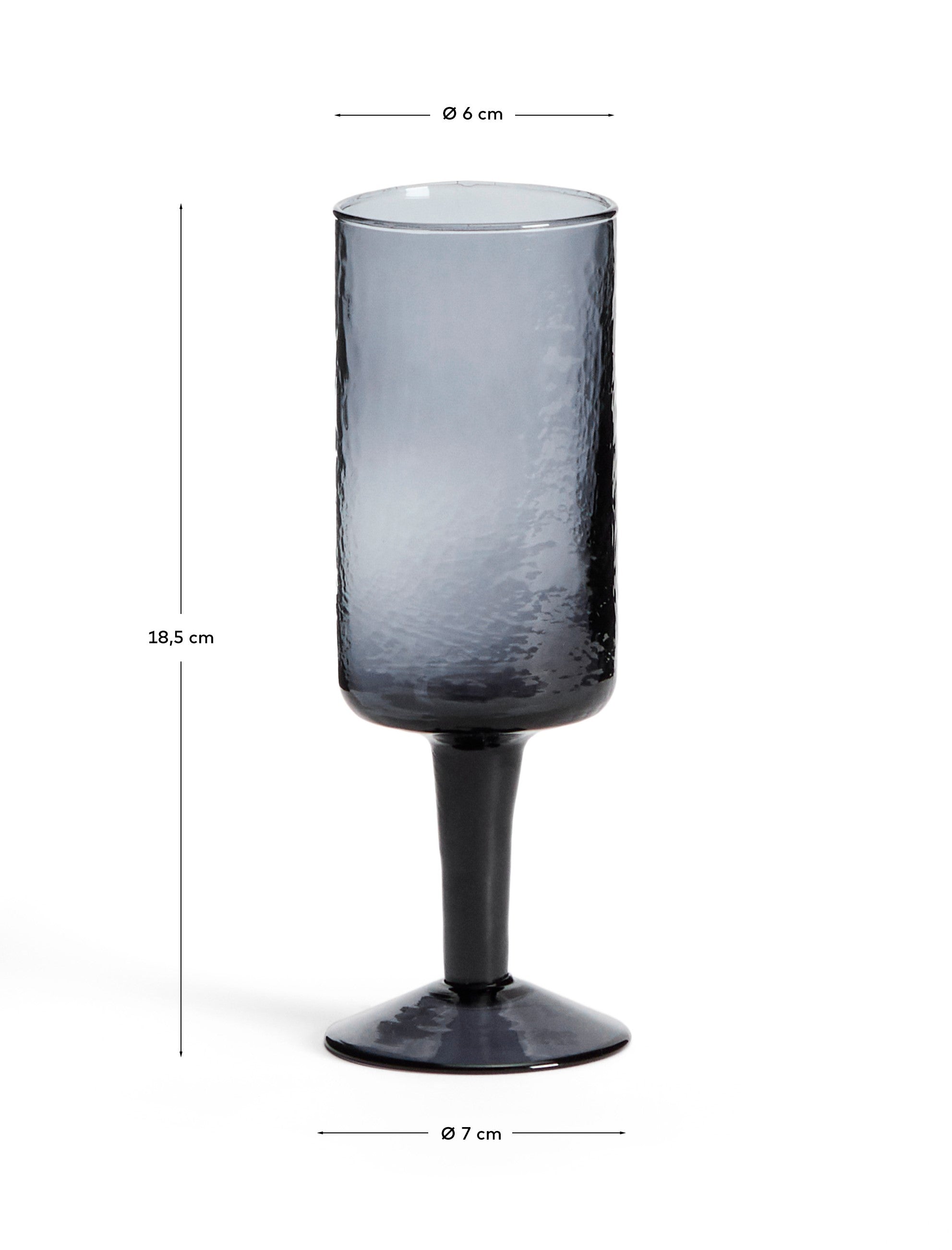 Obila wine glass made of blue recycled glass - Measurements