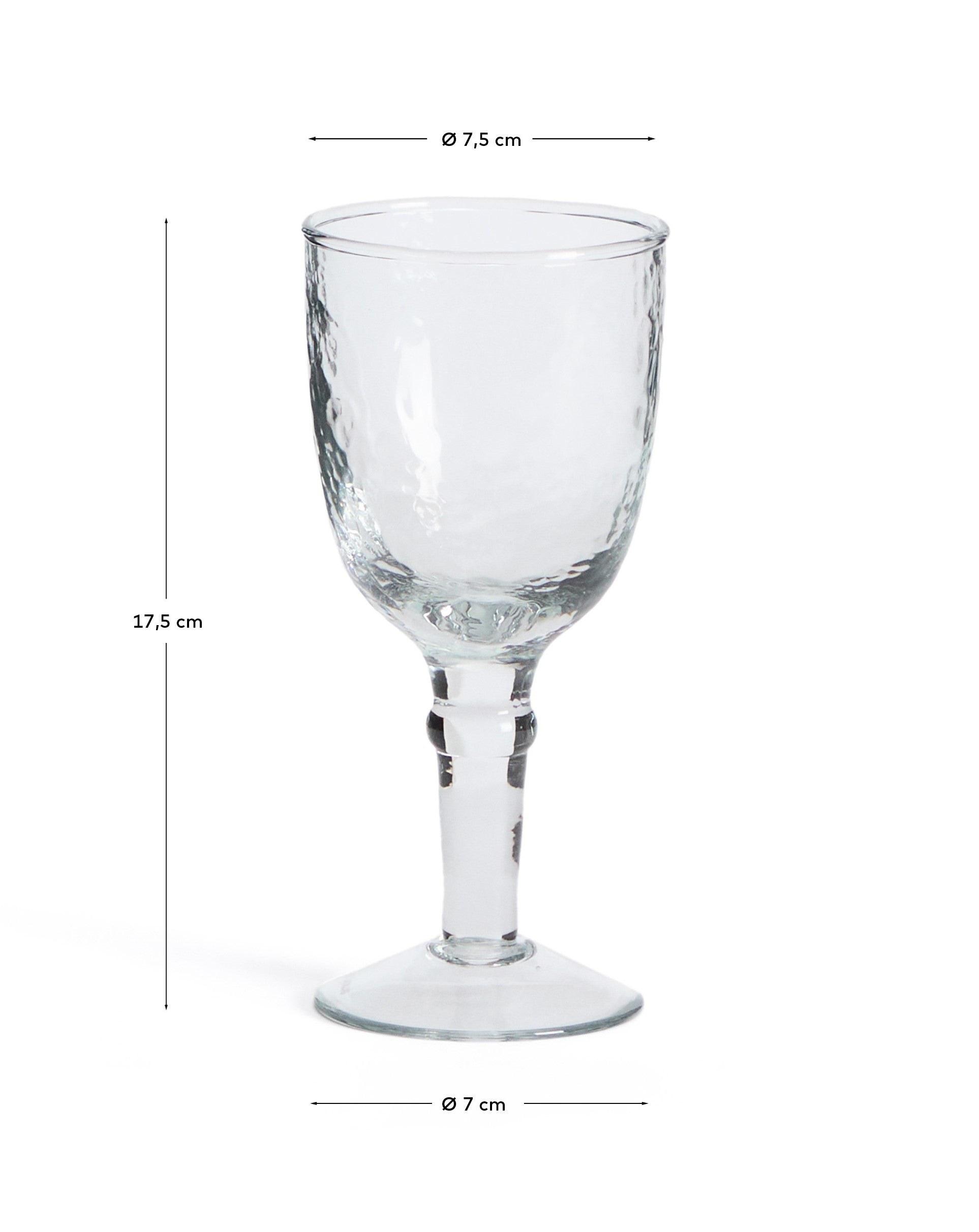 Vinea wine glass made of transparent recycled glass - Measurements