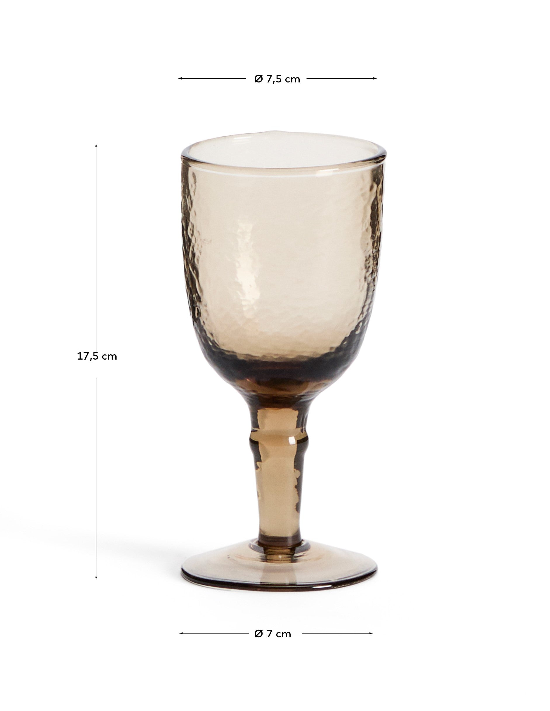 Vinea wine glass made of brown recycled glass - Measurements