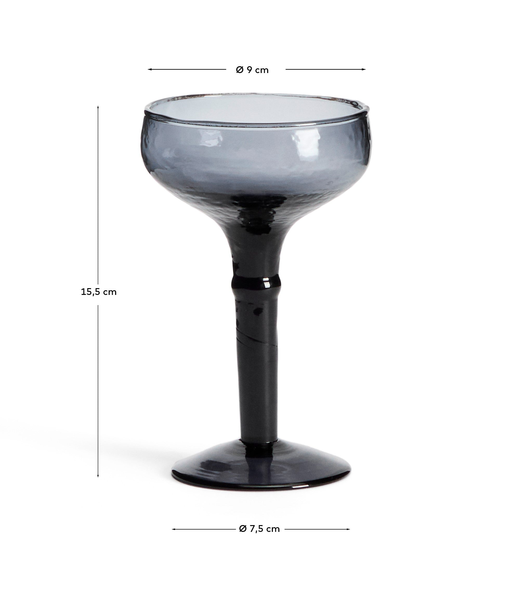 Vinea wine glass made of blue recycled glass - Measurements