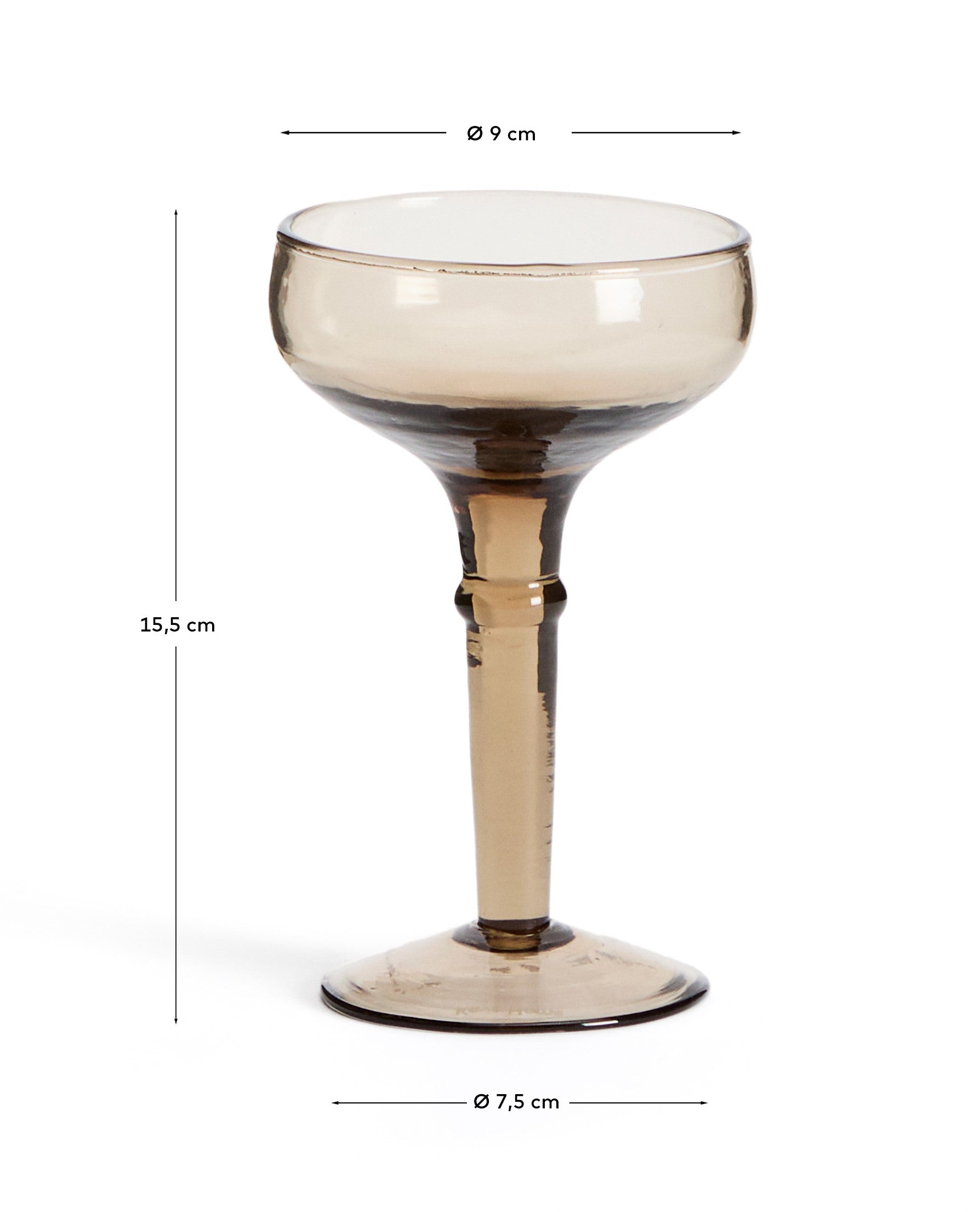 Vinea wine glass made of brown recycled glass - Measurements