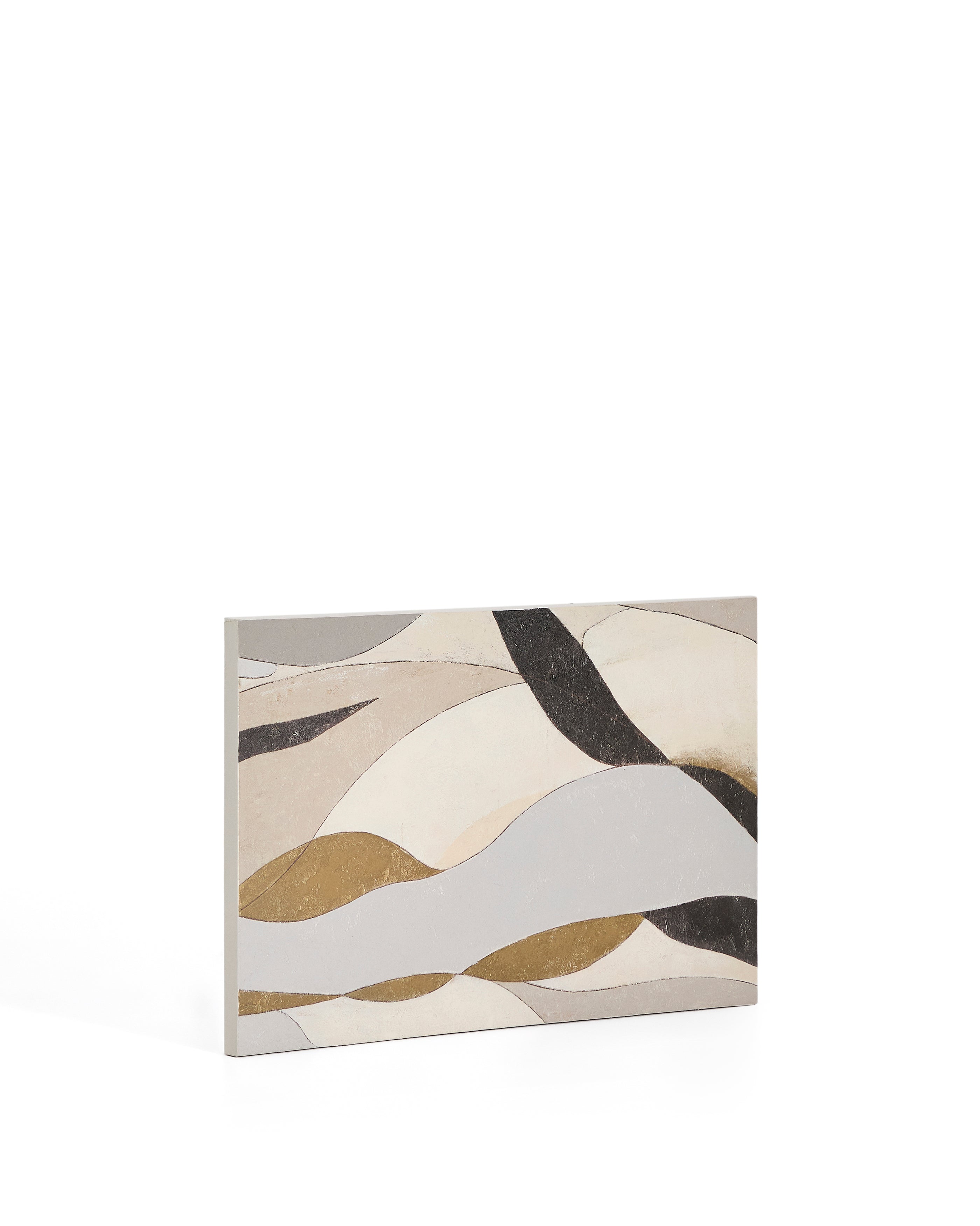 Marvilo grey and mustard abstract canvas 60 x 90cm - Product Image