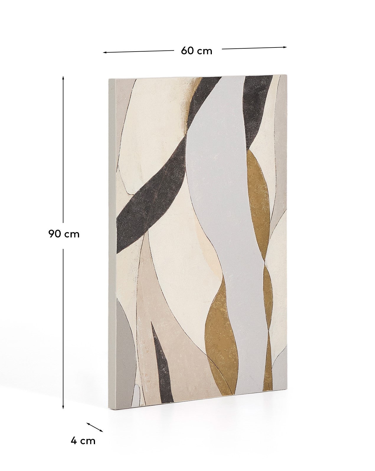 Marvilo grey and mustard abstract canvas 60 x 90cm - Measurements