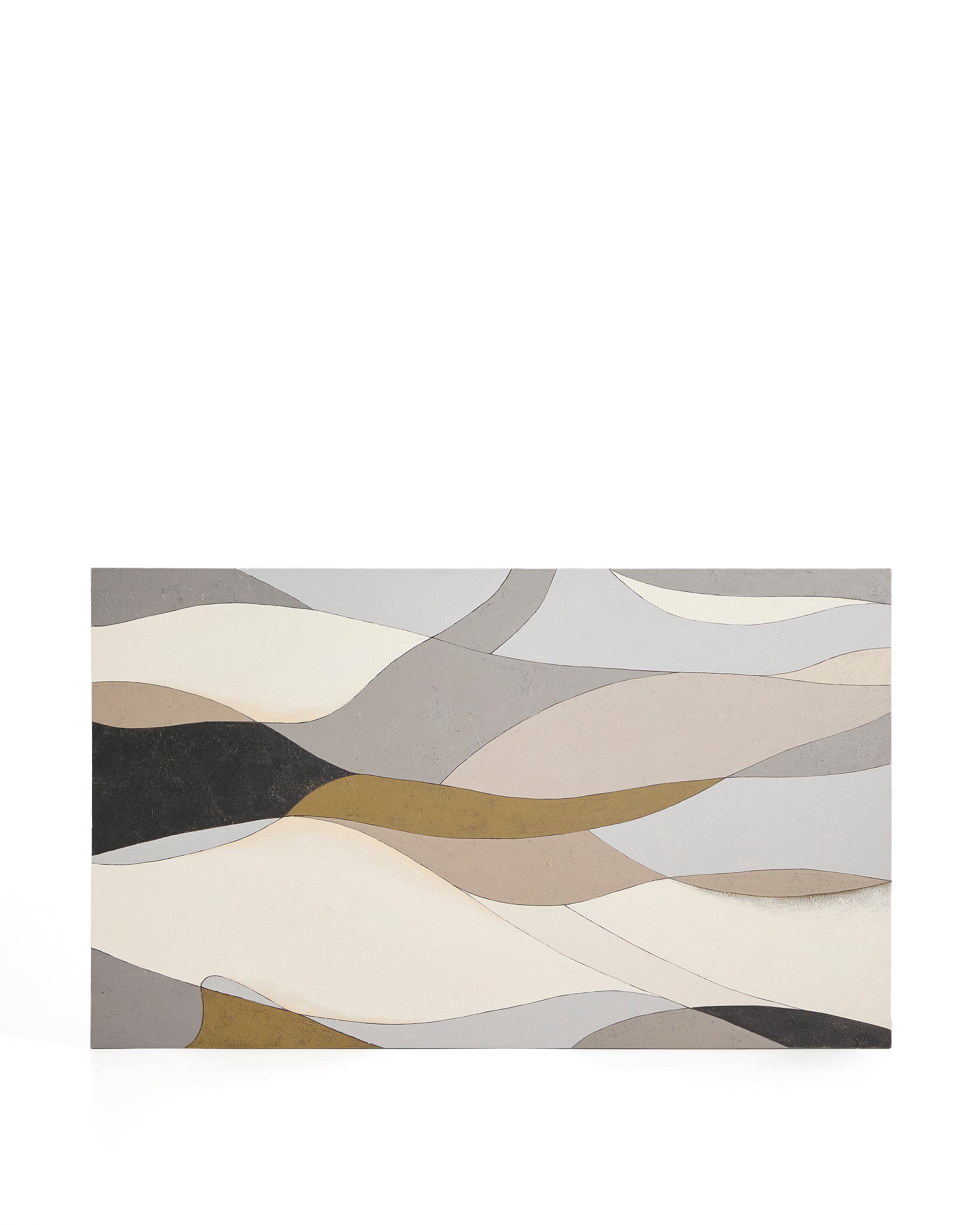 Marvilo grey and mustard abstract canvas 120 x 200cm - Product Image