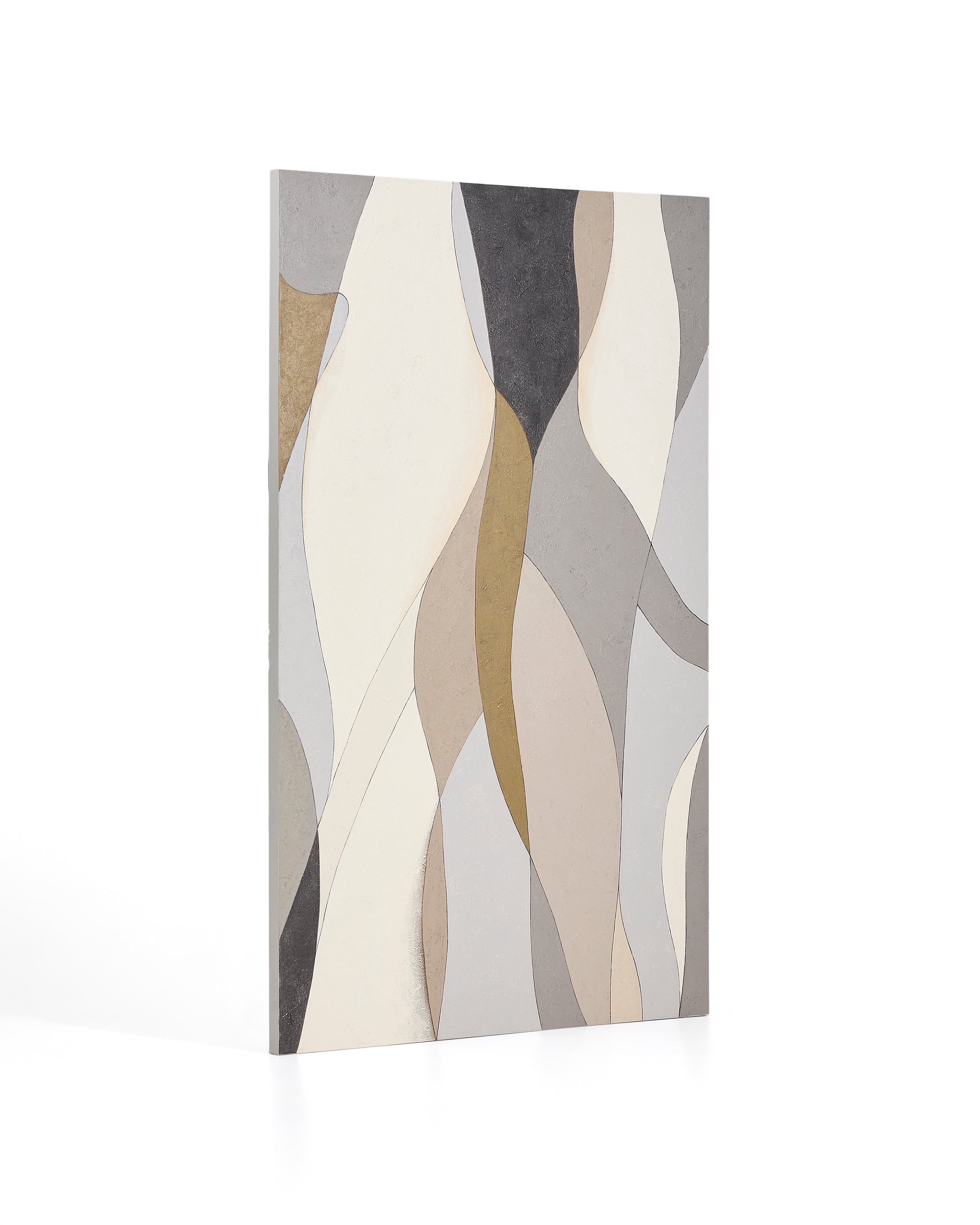 Marvilo grey and mustard abstract canvas 120 x 200cm - Product Image