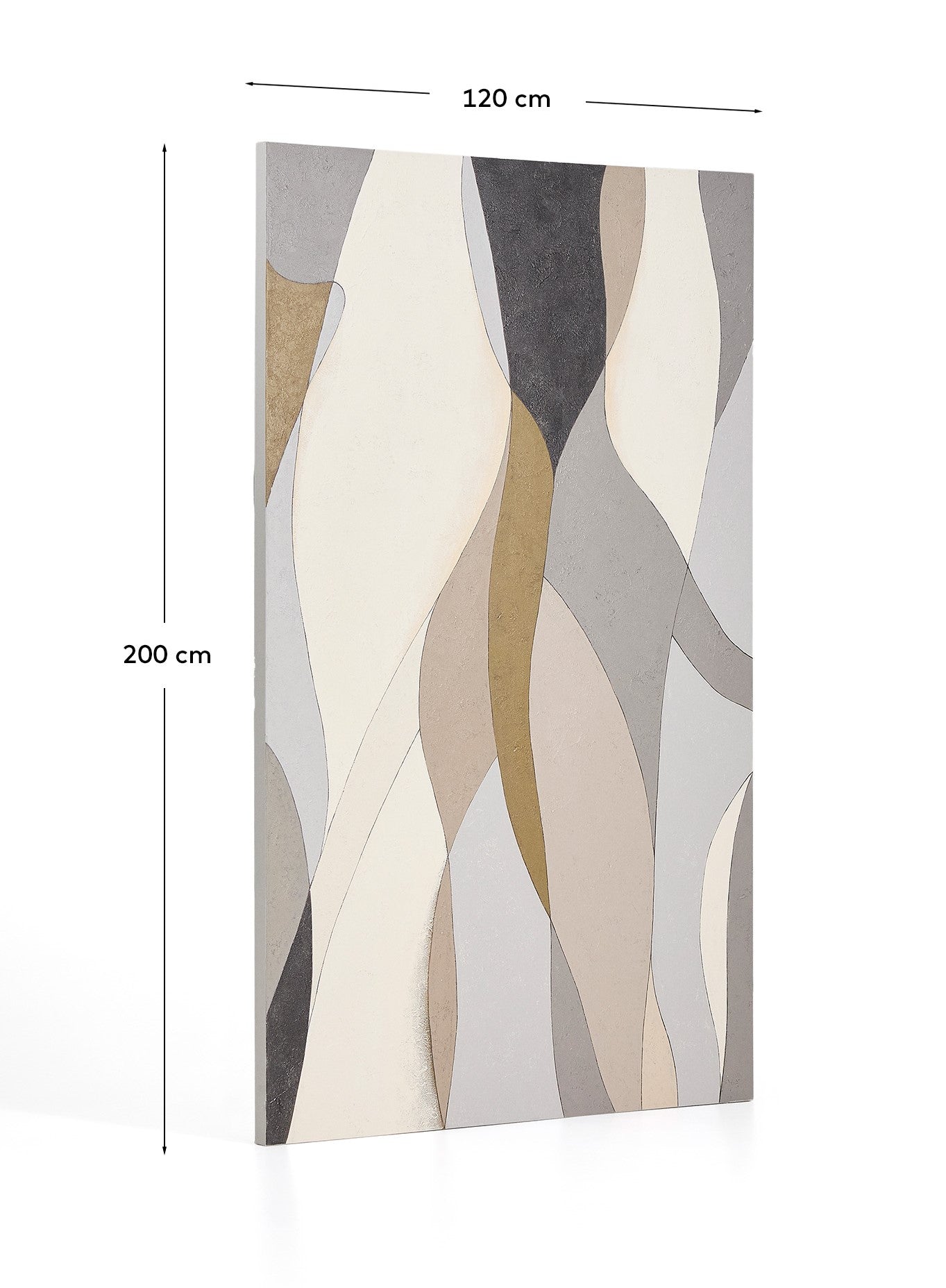 Marvilo grey and mustard abstract canvas 120 x 200cm - Measurements