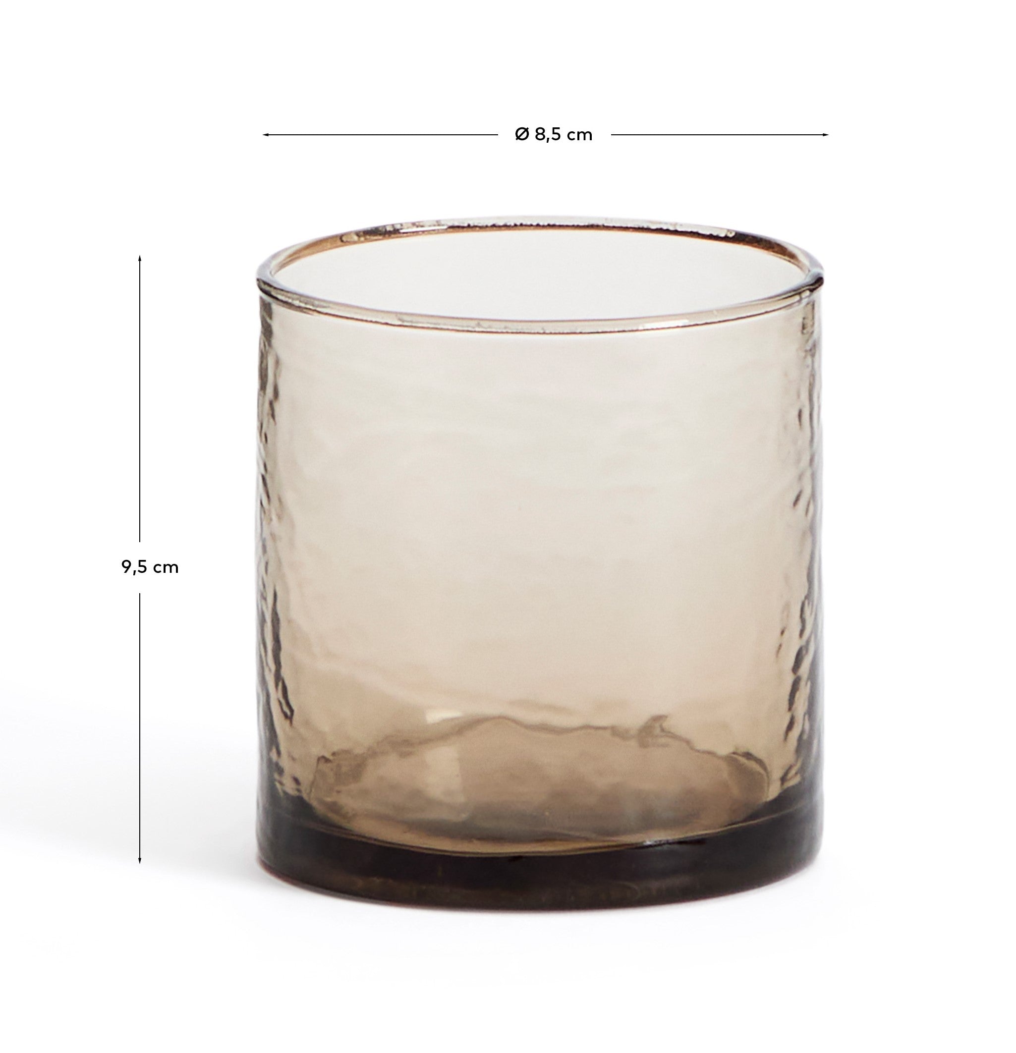Obila cup made of brown recycled glass - Measurements