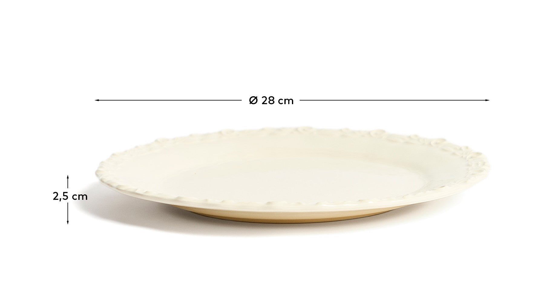 Beige Varla ceramic plate - Measurements