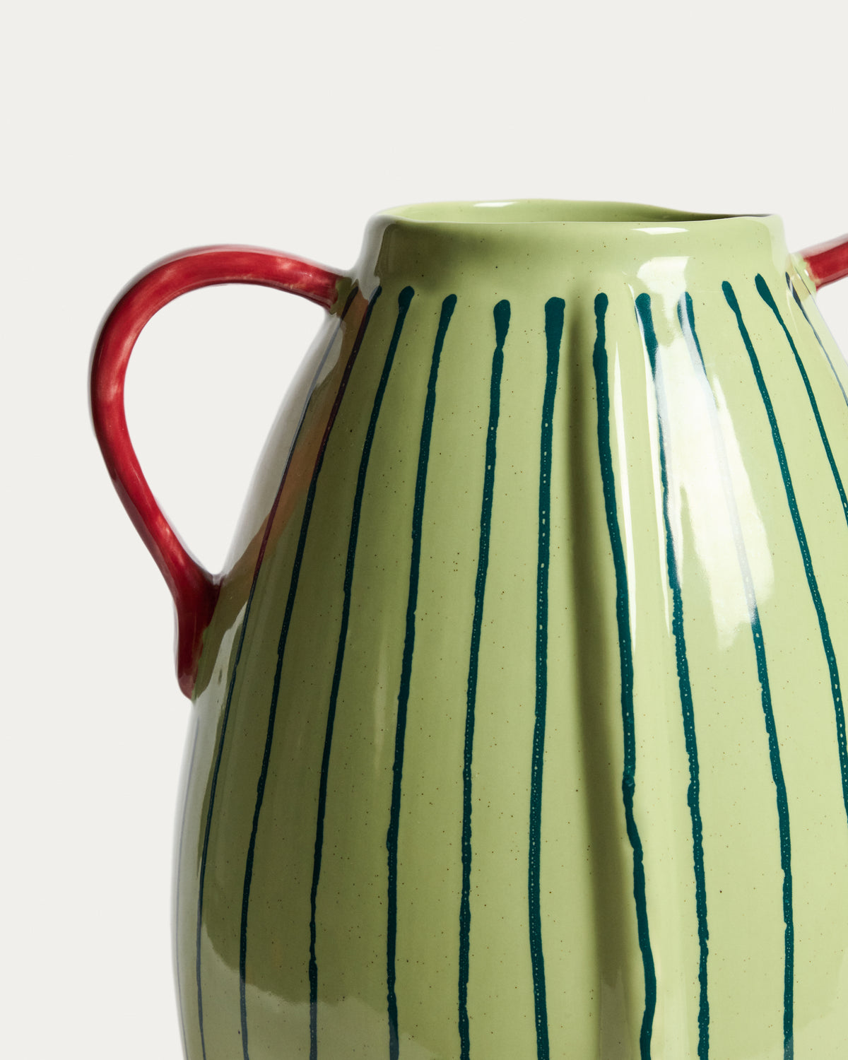 Justine Franco green and red ceramic vase 36 cm - Detail