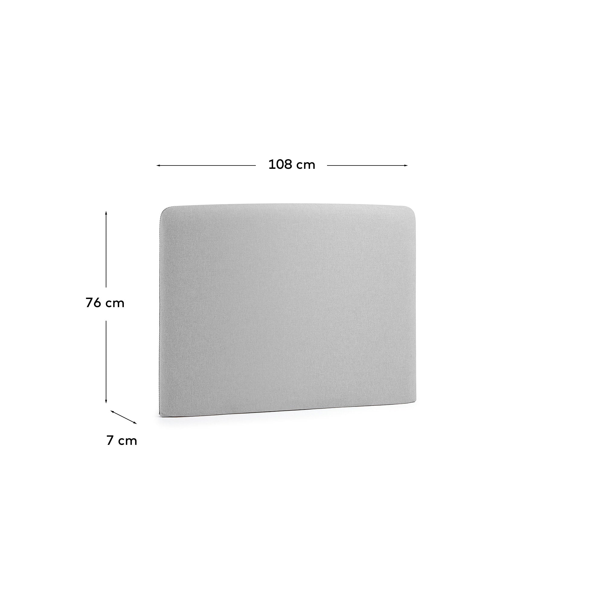 Dyla headboard with removable cover in grey, for 90 cm beds FSC Mix Credit - Measurements
